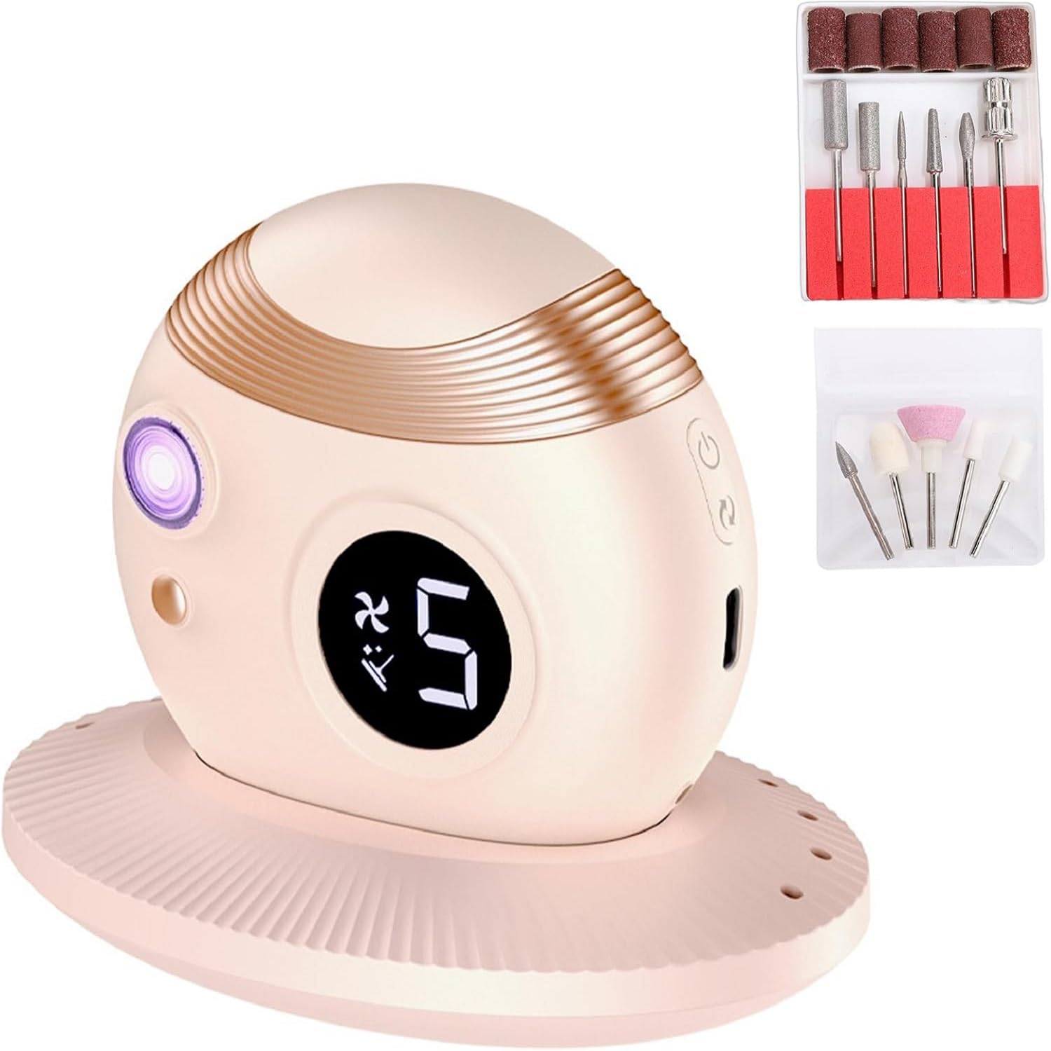 Tagliaunghie elettrico con 11 testine di levigatura, tagliaunghie automatico con protezione anti-pizzicamento delle dita, supporto leggero per anziani, neonati e uso domestico, rosa