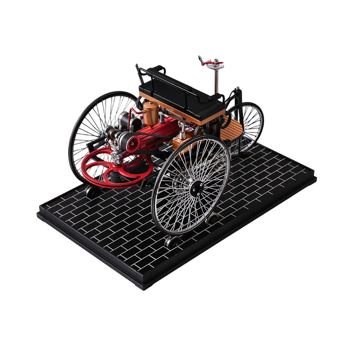 BAUBAUPLAY Modellino di auto a triciclo, auto elettrica meccanica in metallo, kit di montaggio fai da te per adulti, modello educativo da collezione (430 + pezzi)
