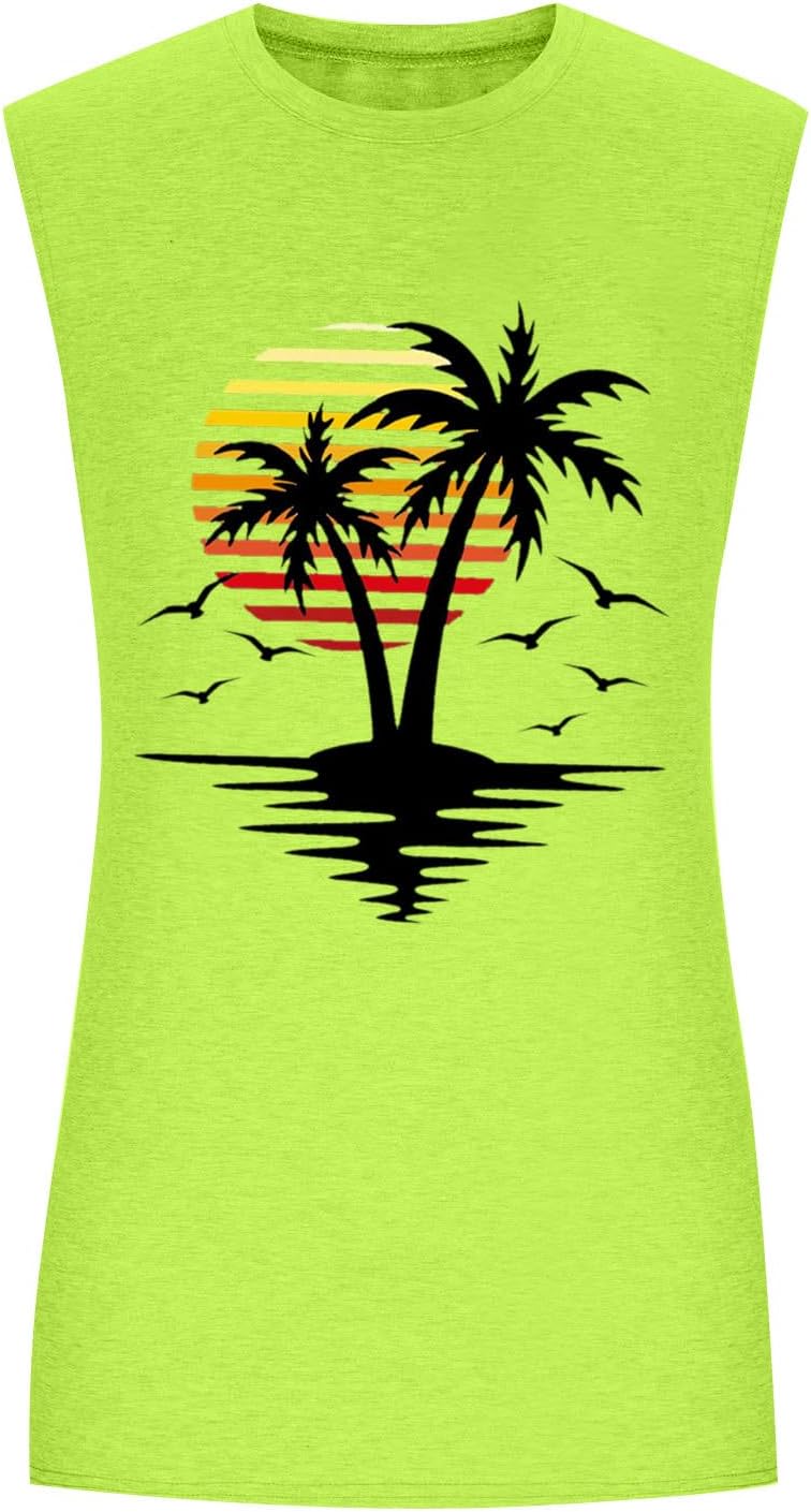 Ymosrh Men's Sleeveless Tank Tops Workout Muscle Gym Shirt Crewneck Summer Beach Vacation Breathable Tees, S-3XL