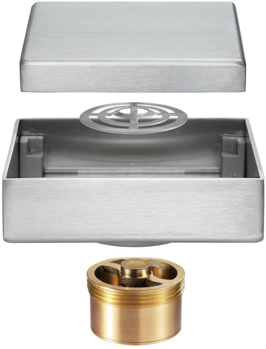 Desagüe de Suelo, Cubierta de desagüe de Ducha, desagüe de Suelo Oculto Cuadrado de Acero Inoxidable con Tapa extraíble para Cocina, balcón, desagüe de Ducha, Color Negro