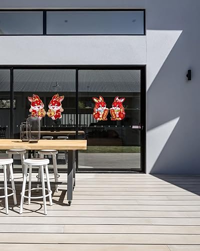 Miniatura 5 de Adhesivo decorativo para puerta de bendición de Año Nuevo chino 2023, adorno de personaje del zodiaco de conejo para pared para hogar, casa,