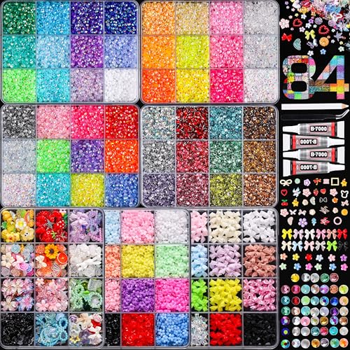 LERBOU Bedazzling Kit – 7 Boxes 3D Nail Art Accessories:
