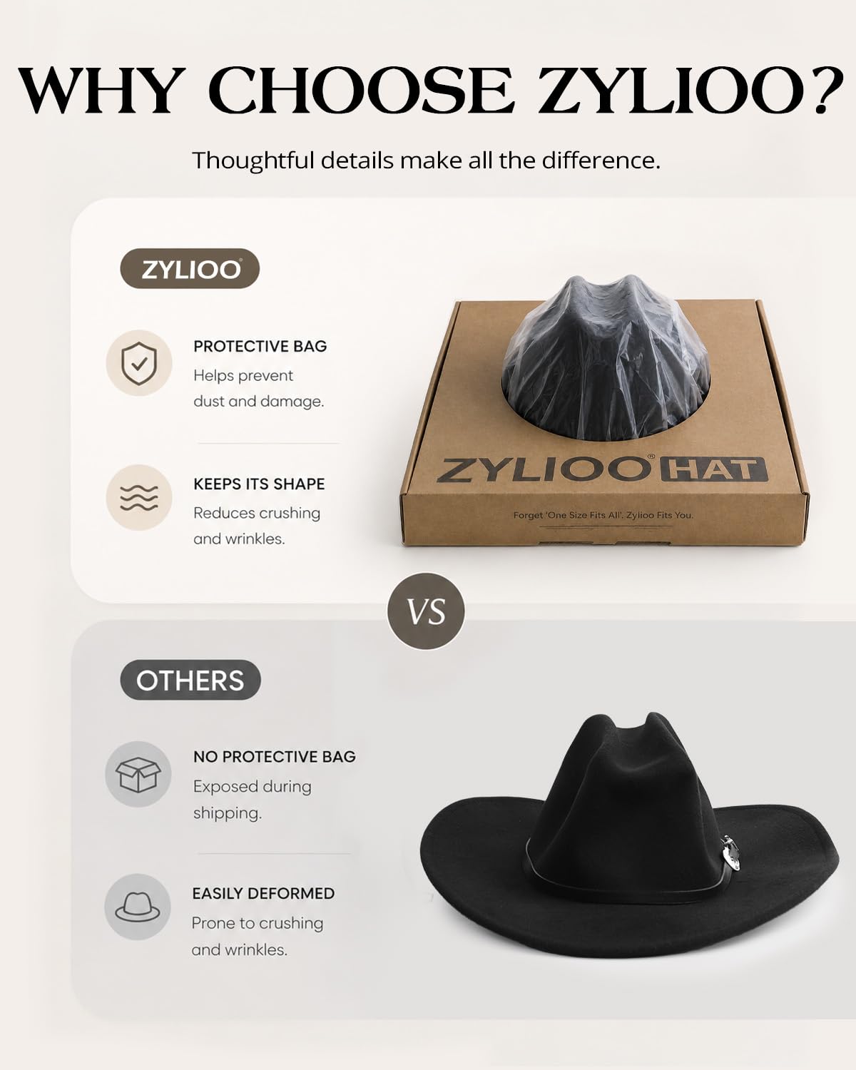 Zylioo S/M/L/XL/XXL, cappello da cowboy in feltro, per uomo e donna | Cappello classico a tesa larga con fibbia per cintura