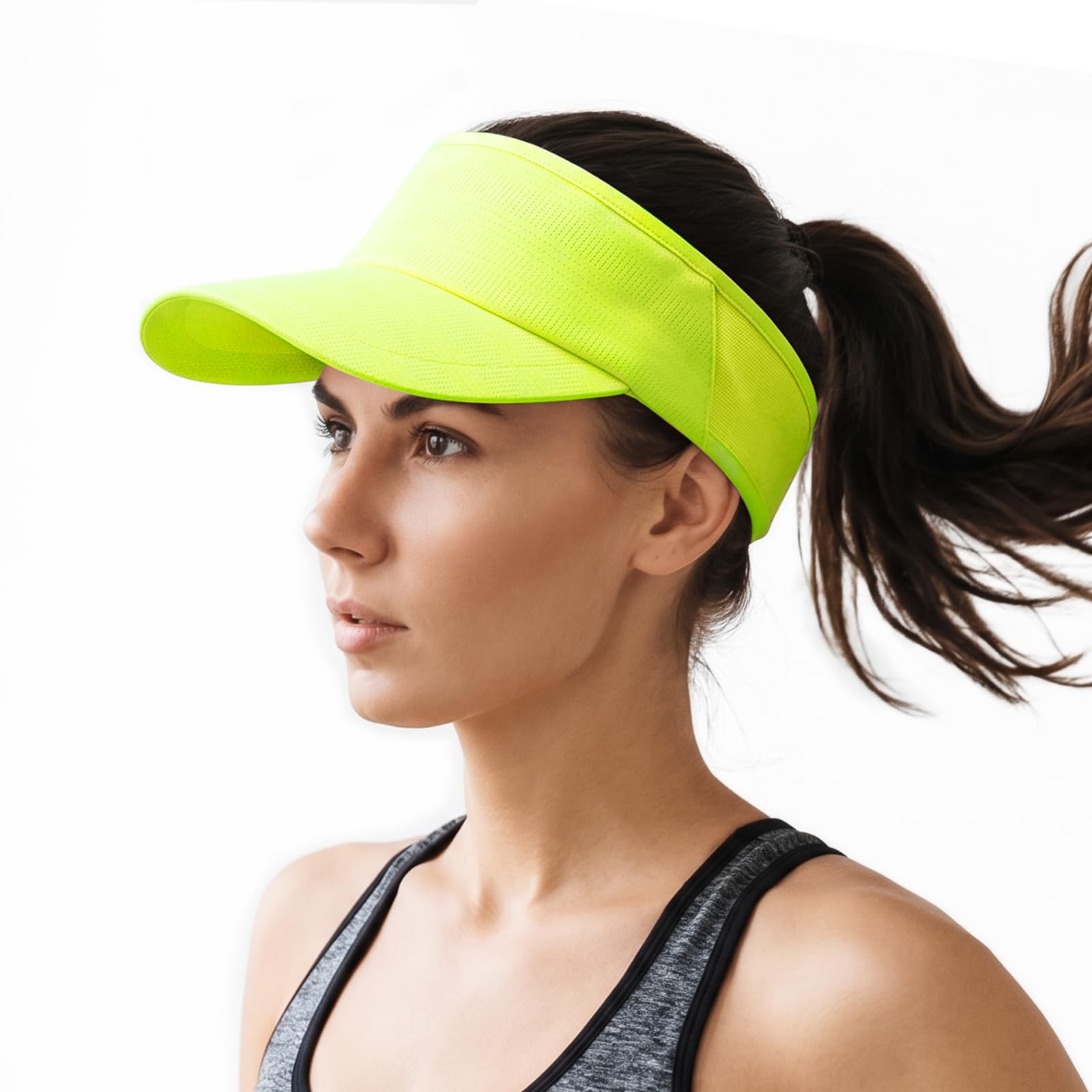 DRESHOW Sport Sun Visor Hat Women Men Empty Top Baseball Cap Elastic Breathable UV Protection Summer Sun Hat for Running Golf Tennis Hiking