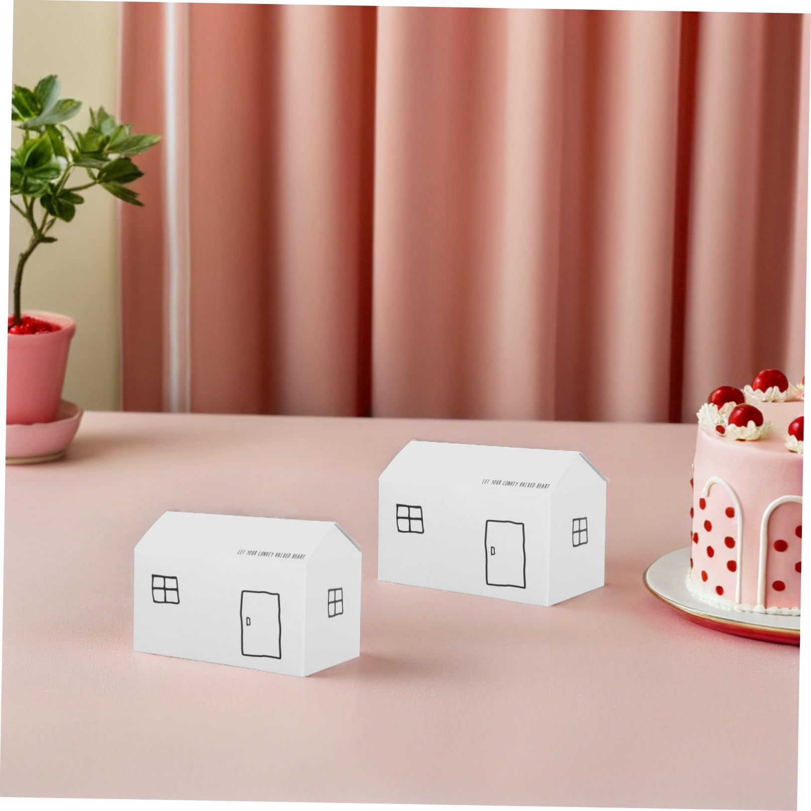FONDOTIN Lot de 50 Boîtes Présents en Papier Blanc Forme Maison Assemblage Rapide et Design Élégant pour Fêtes et Célébrations de Printemps