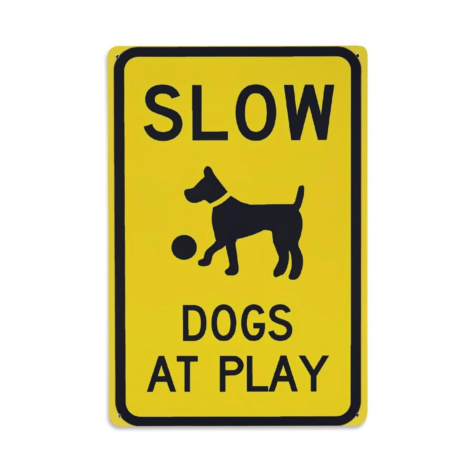 Jdyaojiesheng Vintage Slow Dogs At Play Sign Tin Sign Retro Metal Wall Decor Metal Poster, Home Bar Garage Farmhouse Cafe Wall Art Decoration 8X12inches
