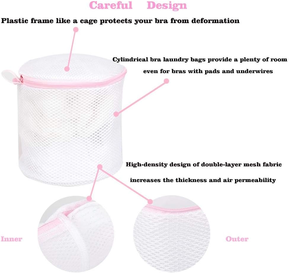 Wanapure Bra Wash Bag, Mesh Laundry Bag with Zipper for Lingerie, Delicates, Intimates, Panties, Lace, Underwear, Socks, Tights, Stocking, Washing Machine (Pink & Purple, 5 Pack (3 Regular & 2 Large))