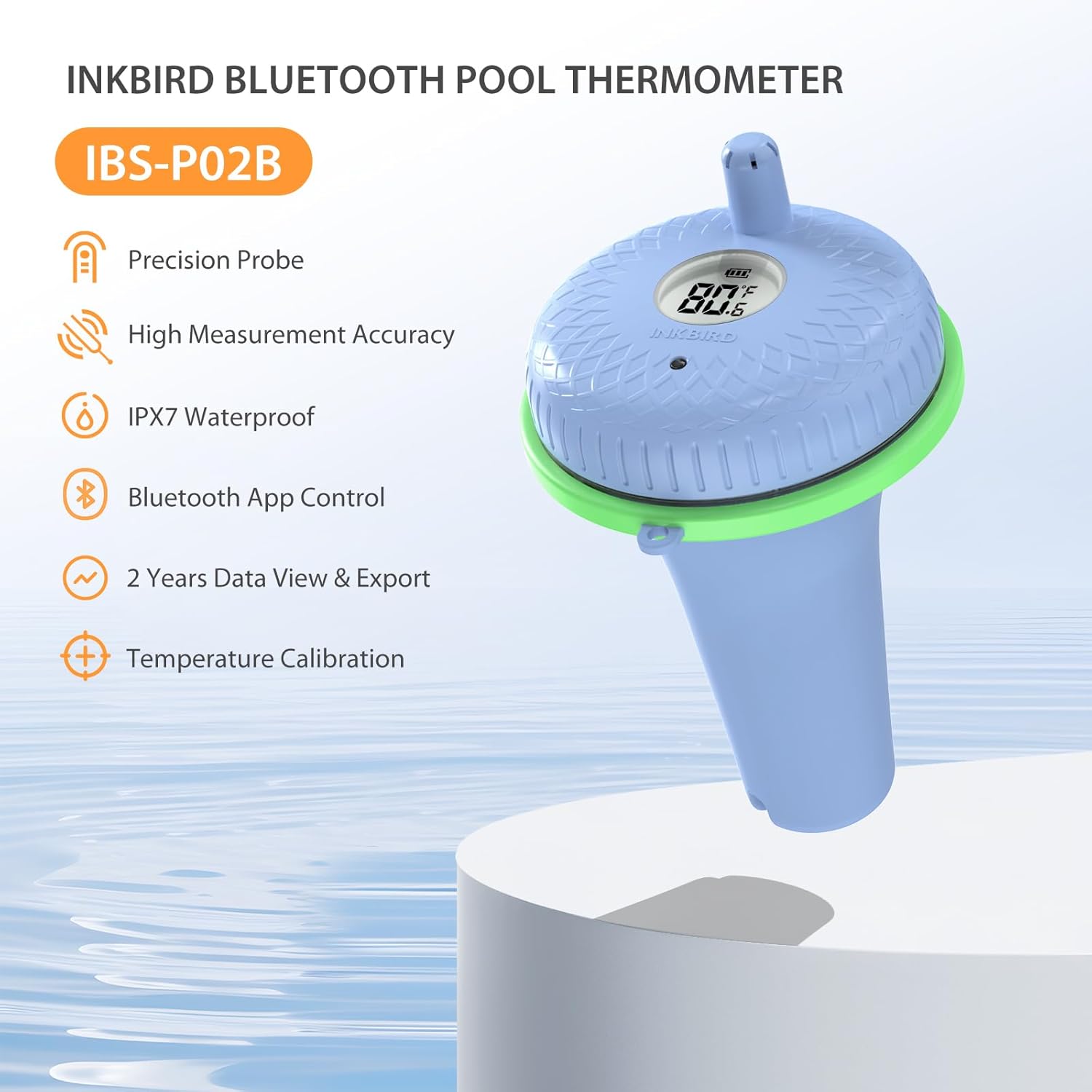 Inkbird Bluetooth Pool Thermometer, Floating, LCD Display, 230 Ft Range, App Connected