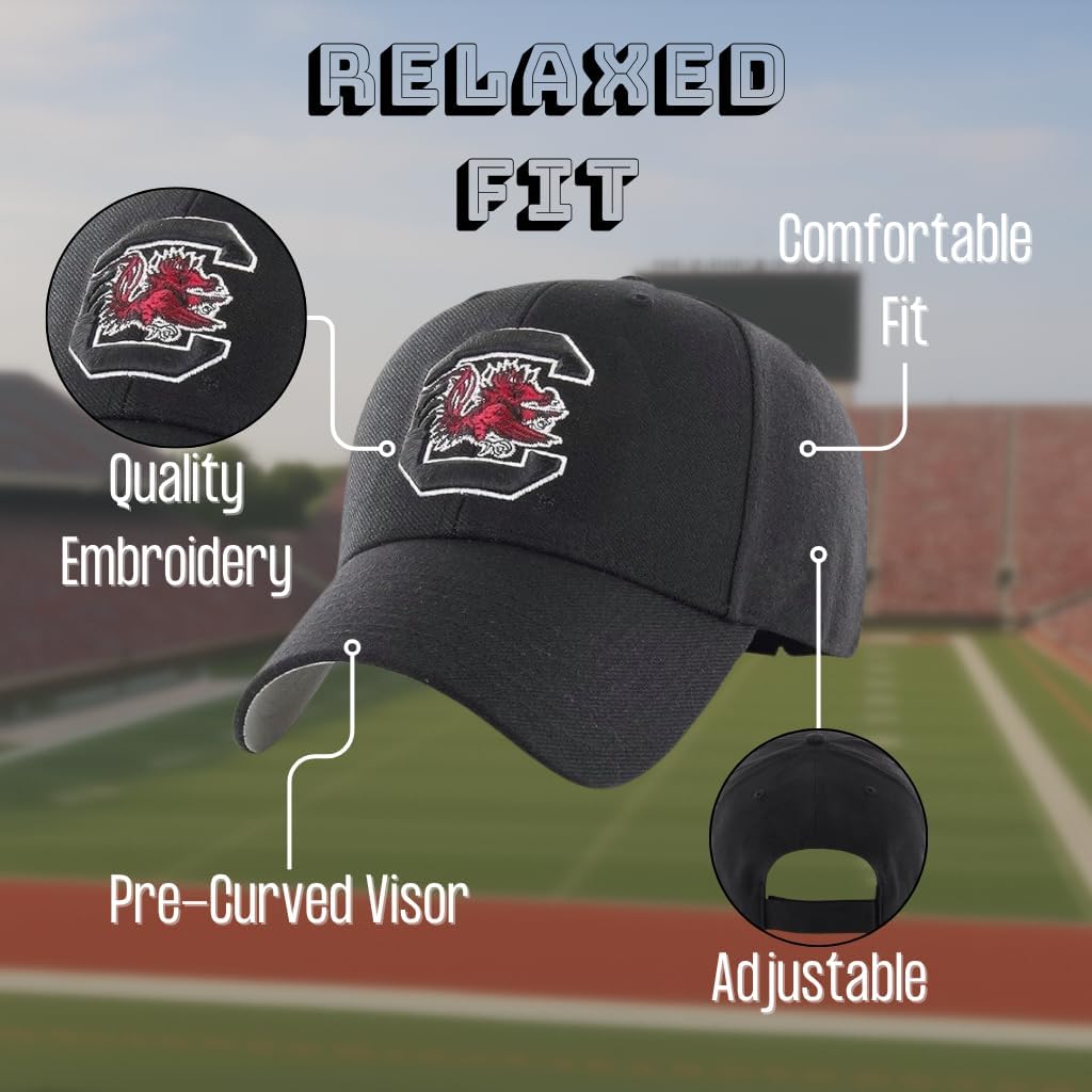 Officially Licensed South Carolina MVP Hat Black/White Primary Gamecocks University Team Logo Adjustable Baseball Sports Cap