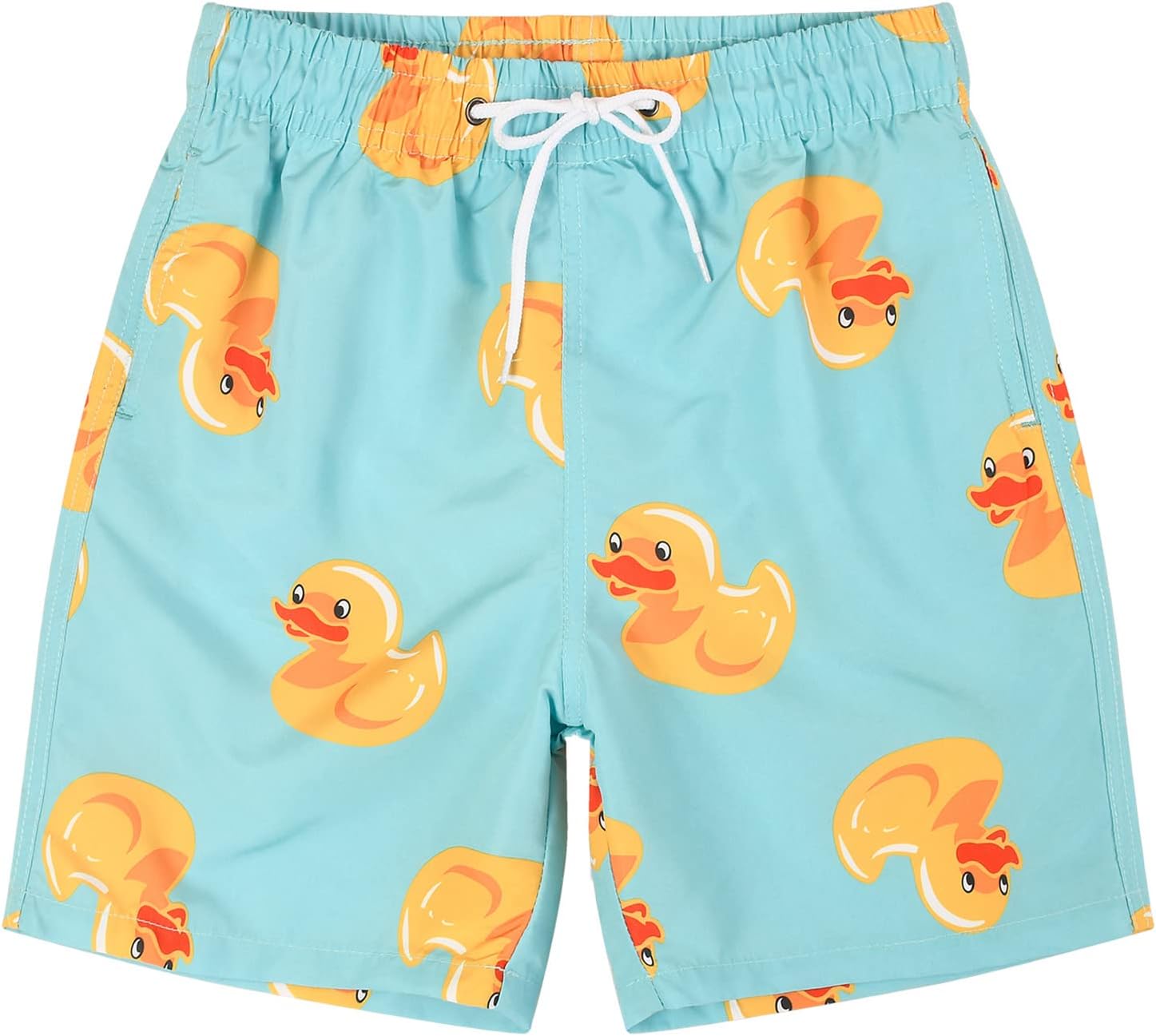 Boys Swim Trunks Quick Dry Bathing Suits Lightweight Swimming Shorts with Mesh Lining Blue Yellow Duck Size 16