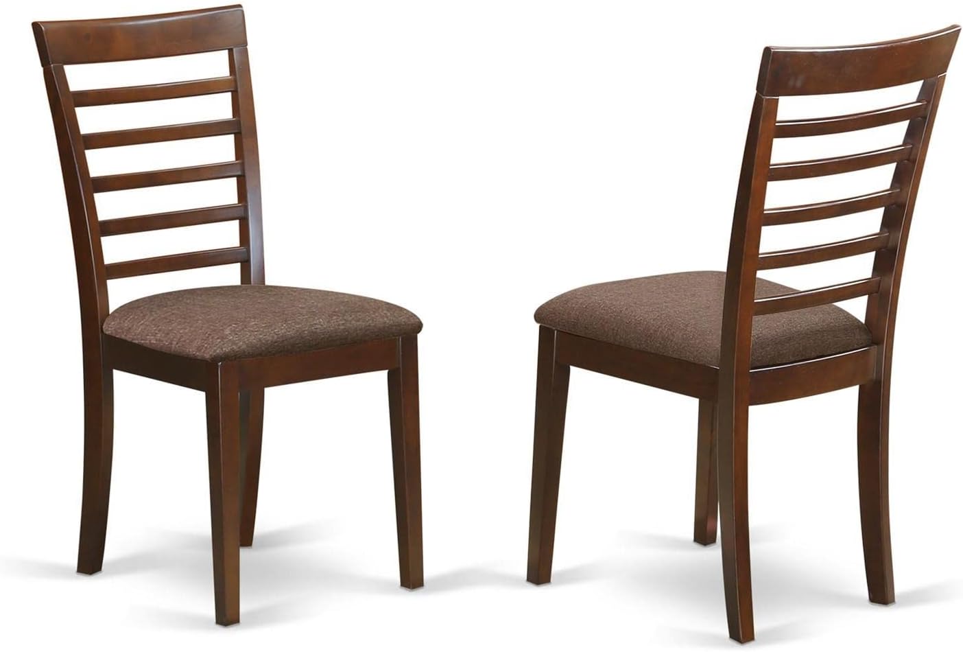 East West Furniture MLC-MAH-C Milan – Sillas de comedor – Sillas de madera tapizadas de tela de lino, juego de 2, caoba