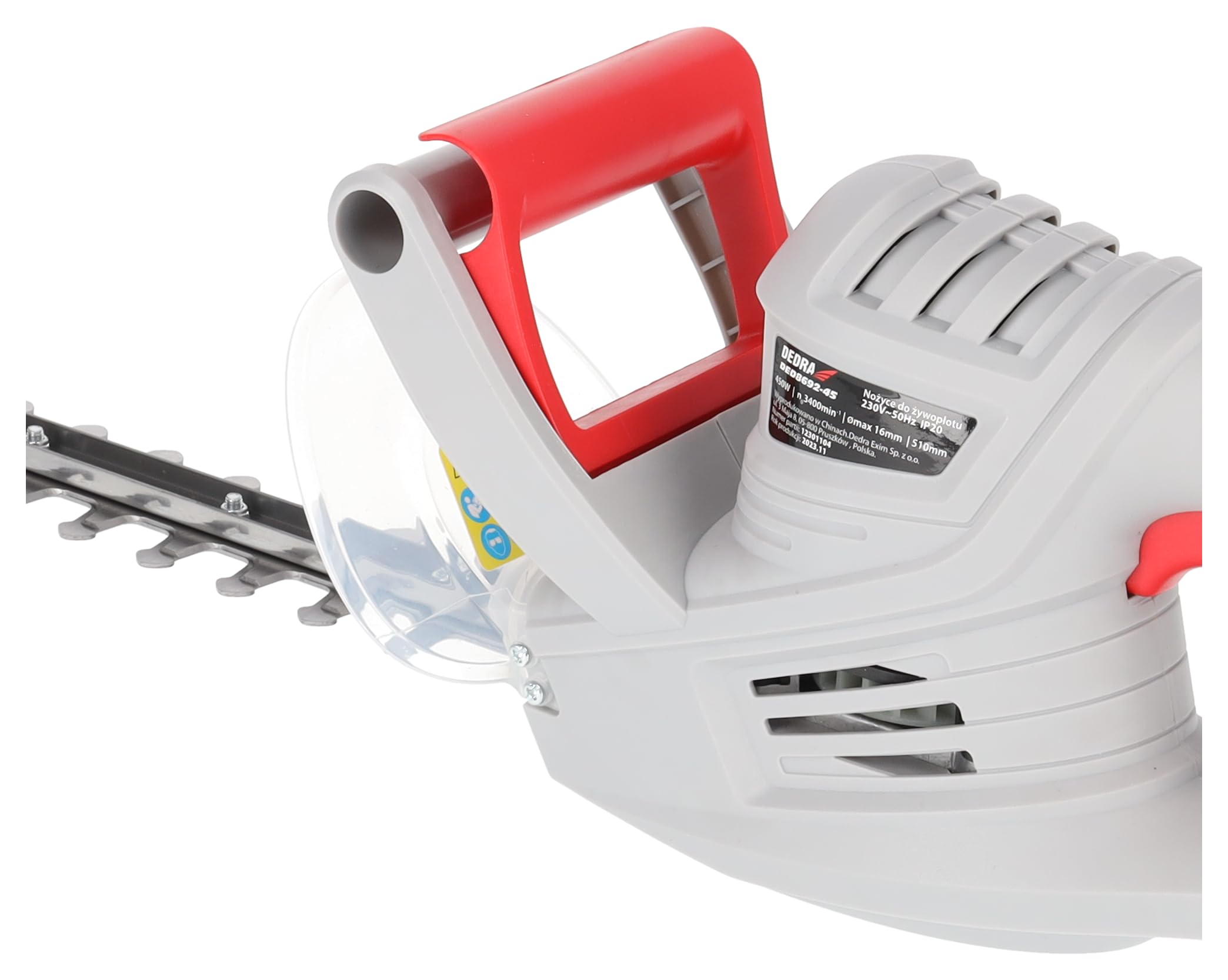 Elektrische Heckenschere Garden DEDRA DED8692-45 510/450 mm 450 W, mit Handschutz, bis zu 16 mm Durchmesser, Messer: Manganstahl Mn6, Führungsschiene: Stahl, leichte Konstruktion