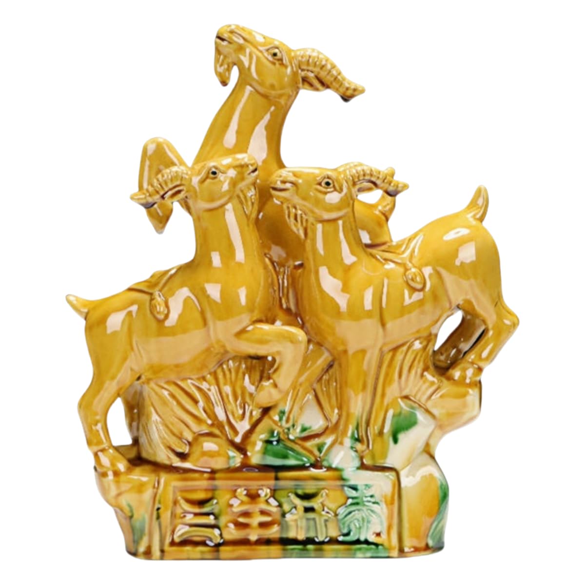 Feng Shui Decorative Tang Sancai Ceramic Three Goats Kaitai