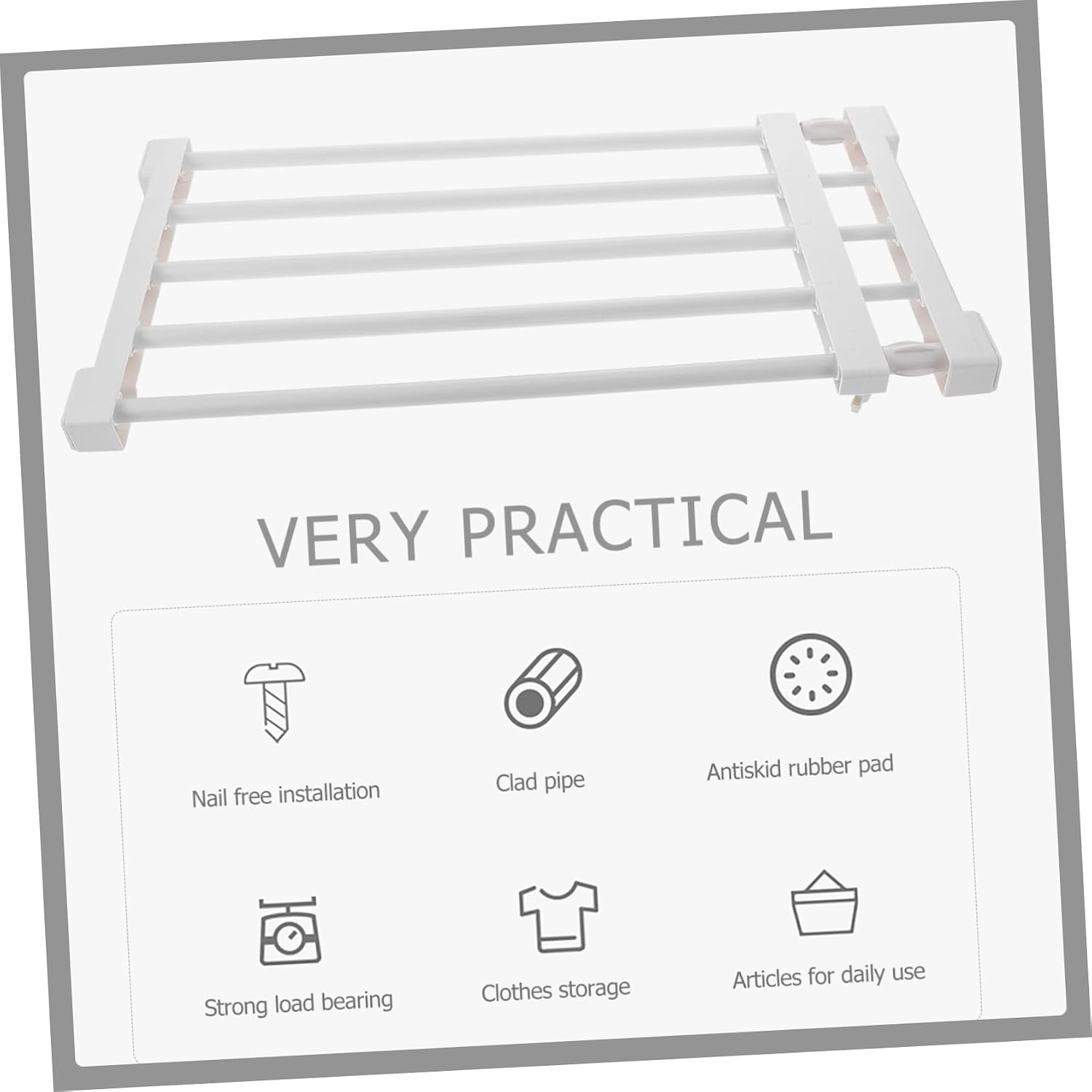 Zerodeko Closet Storage Shelf Versatile Wardrobe Organizer for Clothing Shoes and Accessories Design Strong Support up to Wardrobe Cabinet and Bathroom Use
