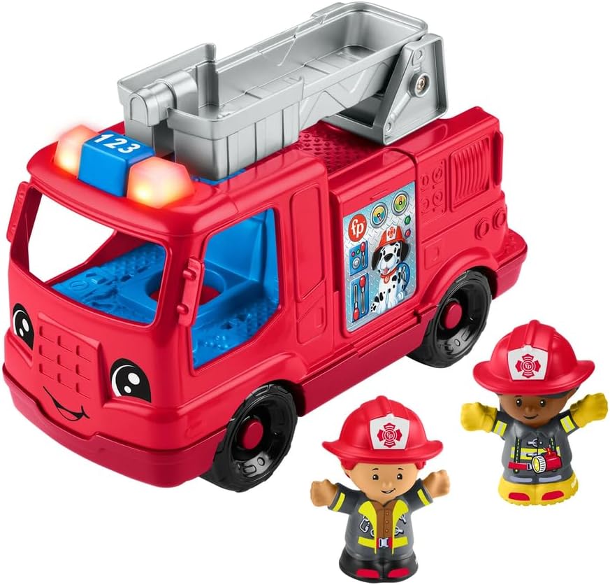 Little People Toddler Toy Fire Engine Musical Push Along Vehicle with 2 Figures for Role Play 1+ Years