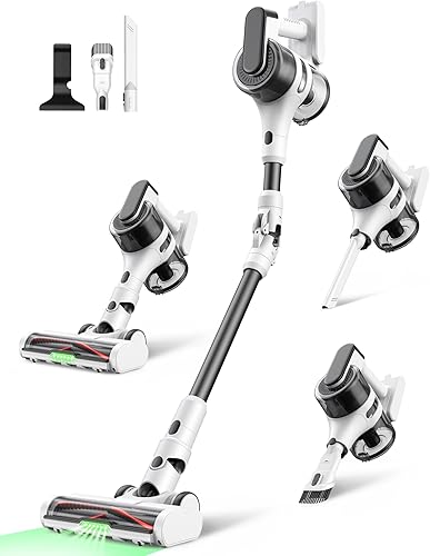 Maircle Aspiradora inalámbrica, aspiradora de palo de 45 KPA recargable con varita flexible para alfombras, suelos de madera dura y pelo de