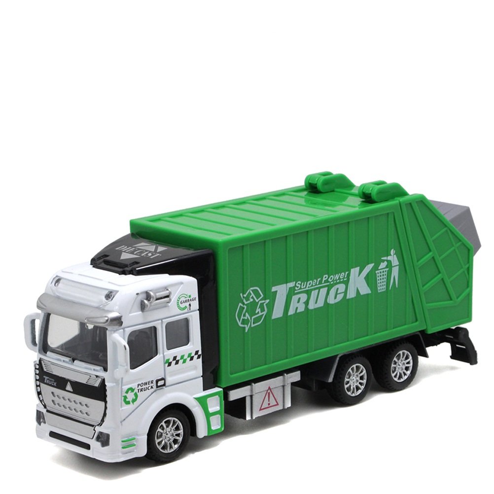 Buy Odowalker Garbage Truck Toy Vehicle Green Pullback Realistic Truck