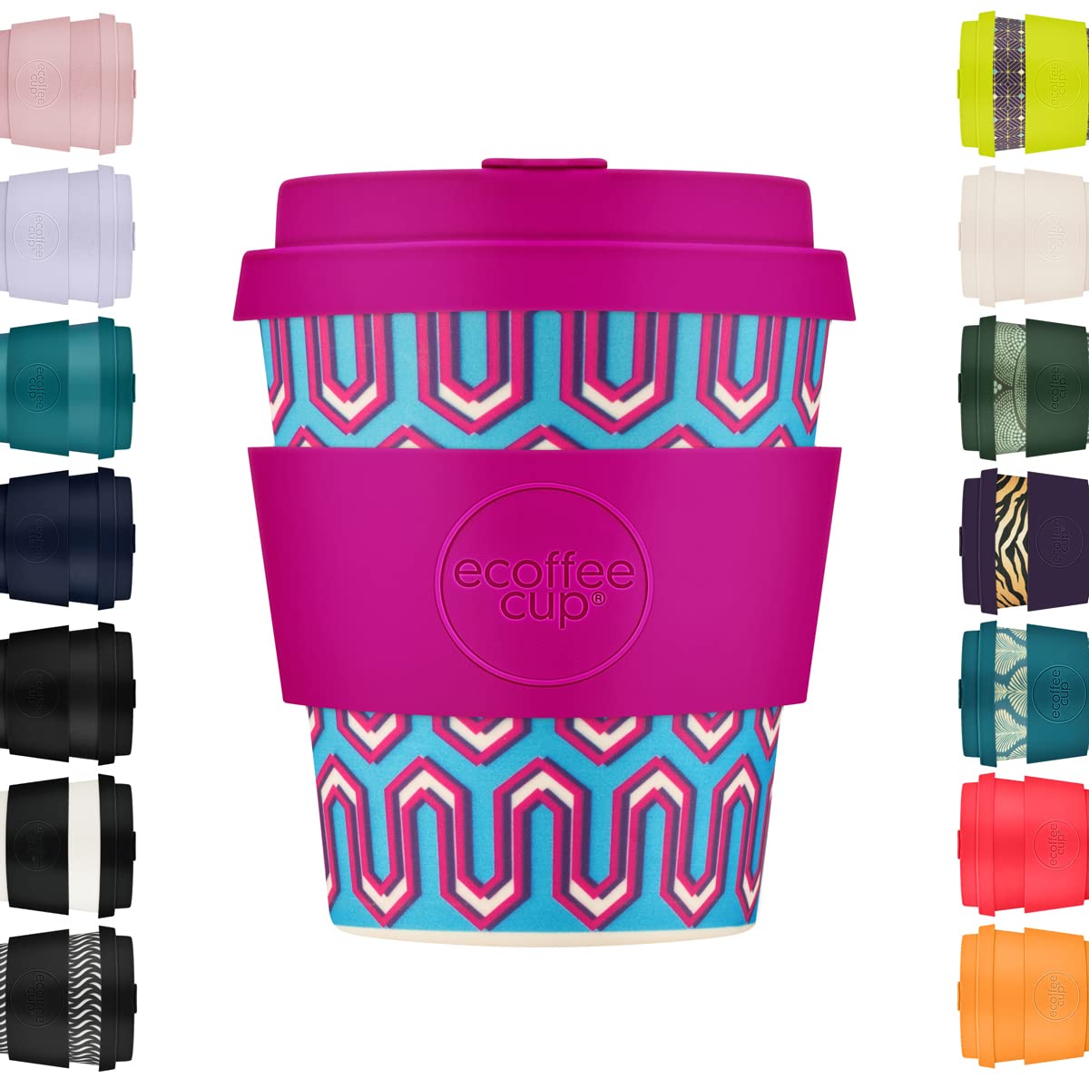 Ecoffee Cup8oz 240ml Reusable Eco-Friendly 100% Plant Based Coffee Cup with Silicone Lid & Sleeve - Melamine Free & Biodegradable Dishwasher/Microwave Safe Travel Mug, Messages from The Unseen World