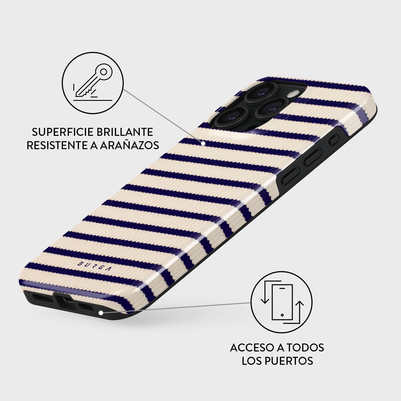 BURGA Funda Compatible con iPhone 15 Pro MAX Unisex – Diseño Híbrido Doble Capa TPU Absorción Impactos, Exterior Duradero Resistente Arañazos, Borde Elevado Protección Pantalla y Uso Diario