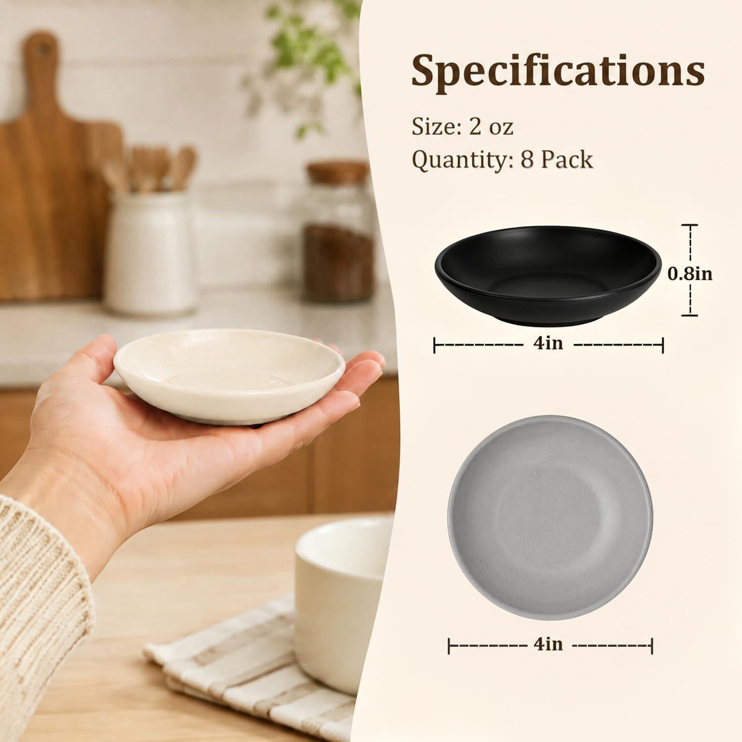 PYRMONT 2 Oz Dipping Bowls Small Wheat Straw Bowls Set(8pcs,Grey Stone) image 2