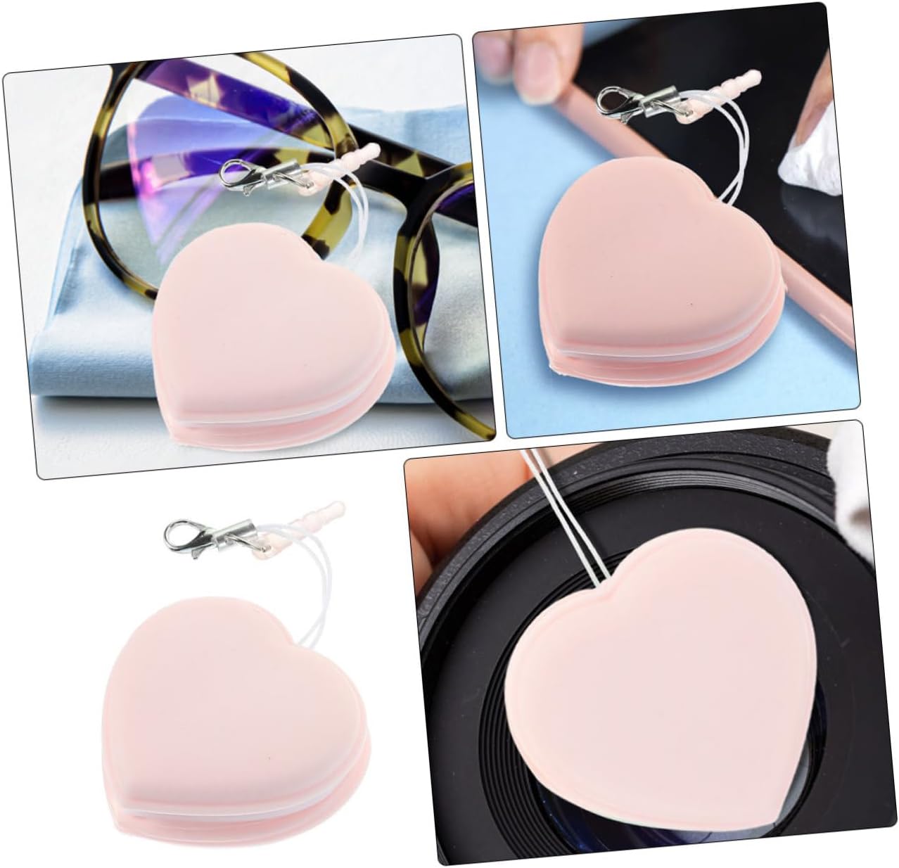 Heart-Shaped Macaron Phone Screen 10-Pack Portable Lens Cleaning Cloths for Eyeglasses Camera Lenses and Electronics Cartoon Hanging Accessory