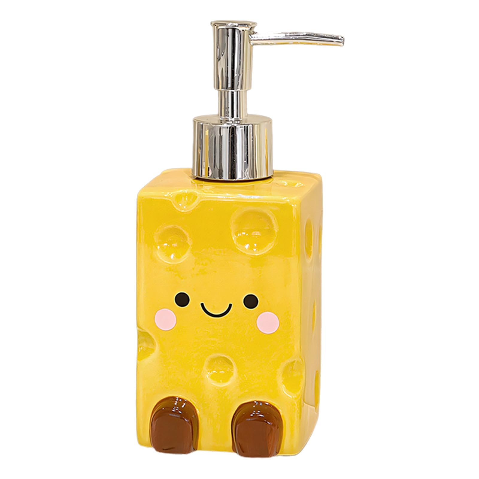 Cheesecake Shaped Soap Dispenser Empty Ceramic Pumps Press Cosmetic Bottle Lotion Container for Makeup Cream Bath Shampoo Soap Dispenser for Bathroom