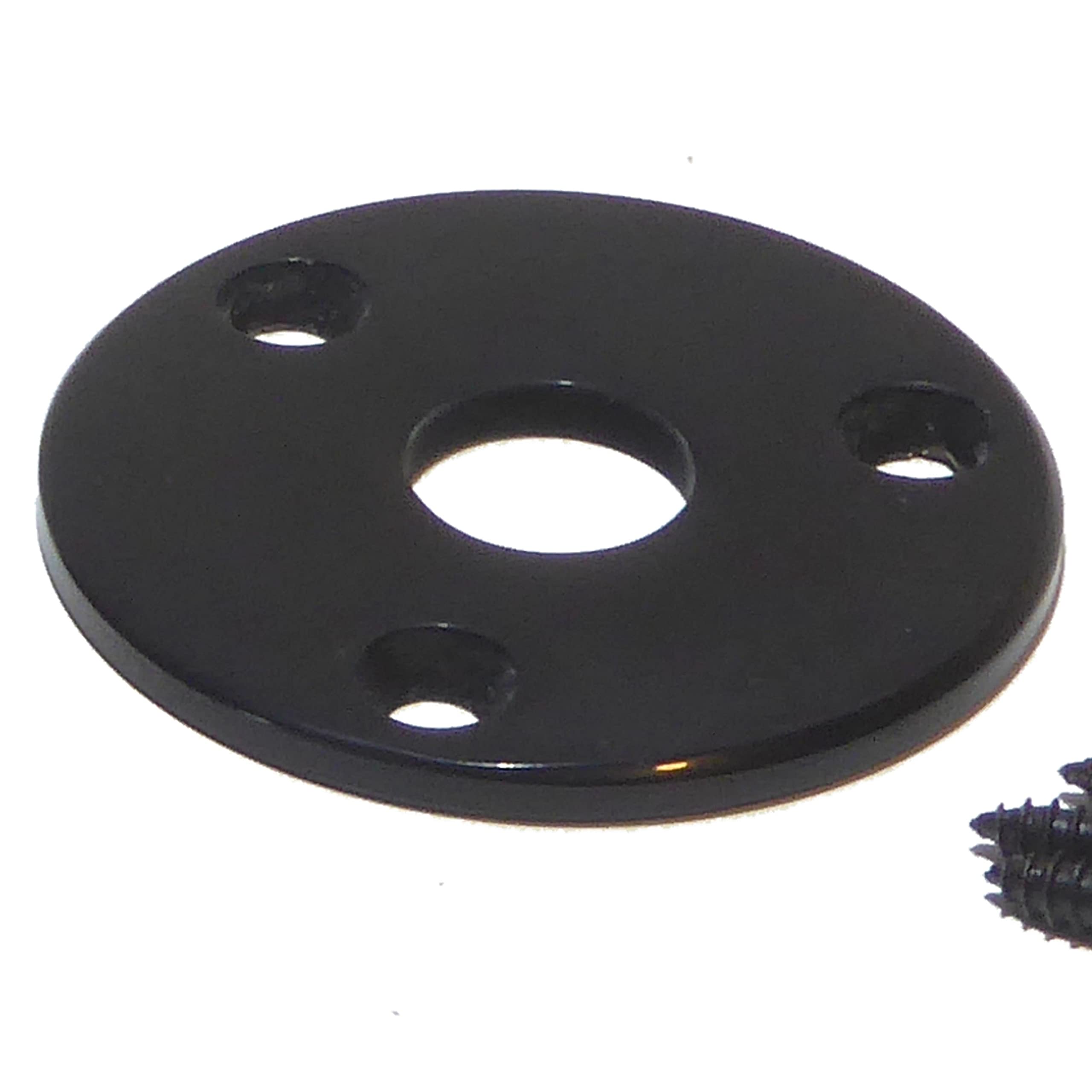 Flying V electric guitar input jack socket plate in black round including screws