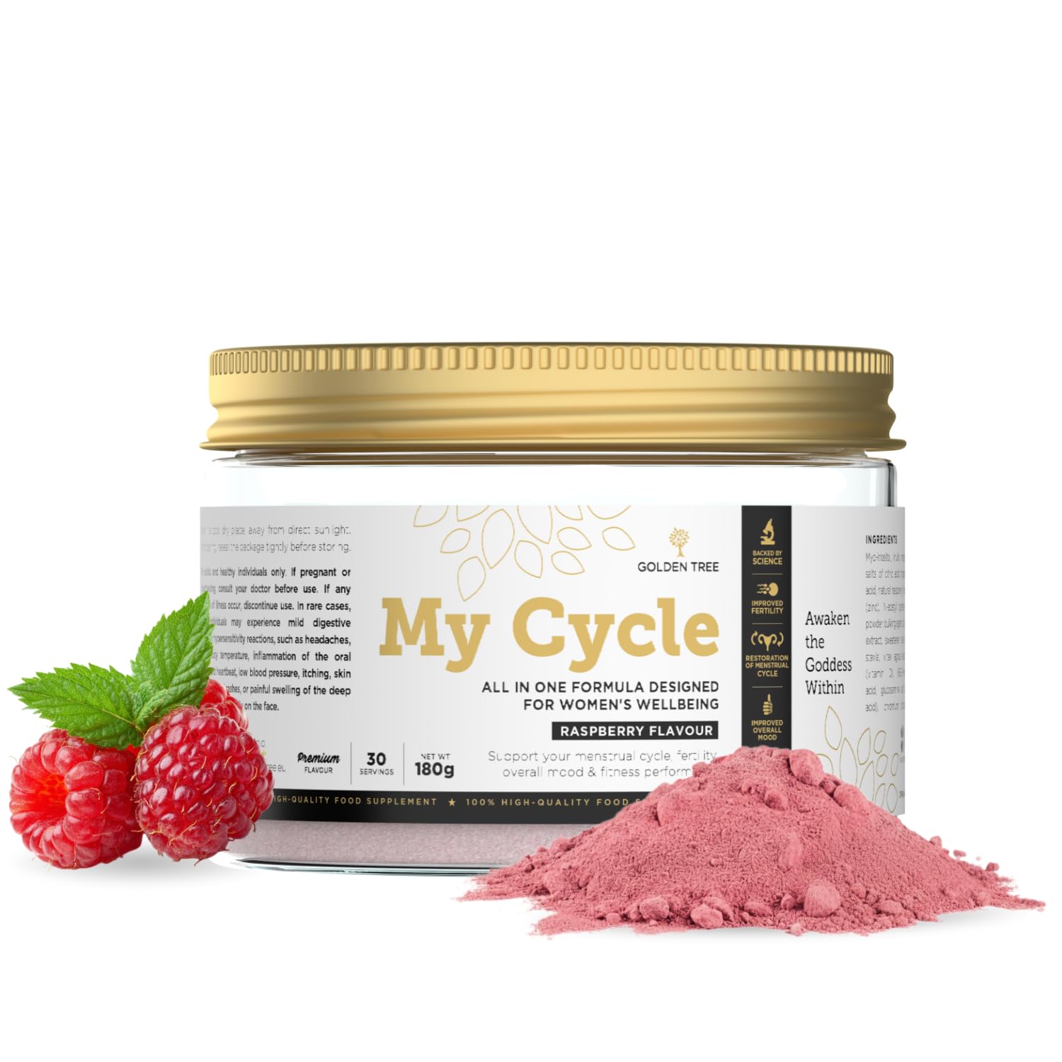 Golden Tree My Cycle en Polvo, 30 Porciones | Mio-Inositol 3000 mg, D-Quiró-Inositol, NAC, Vitex, Magnesio, Zinc, Folato, Cromo y Vitamina D