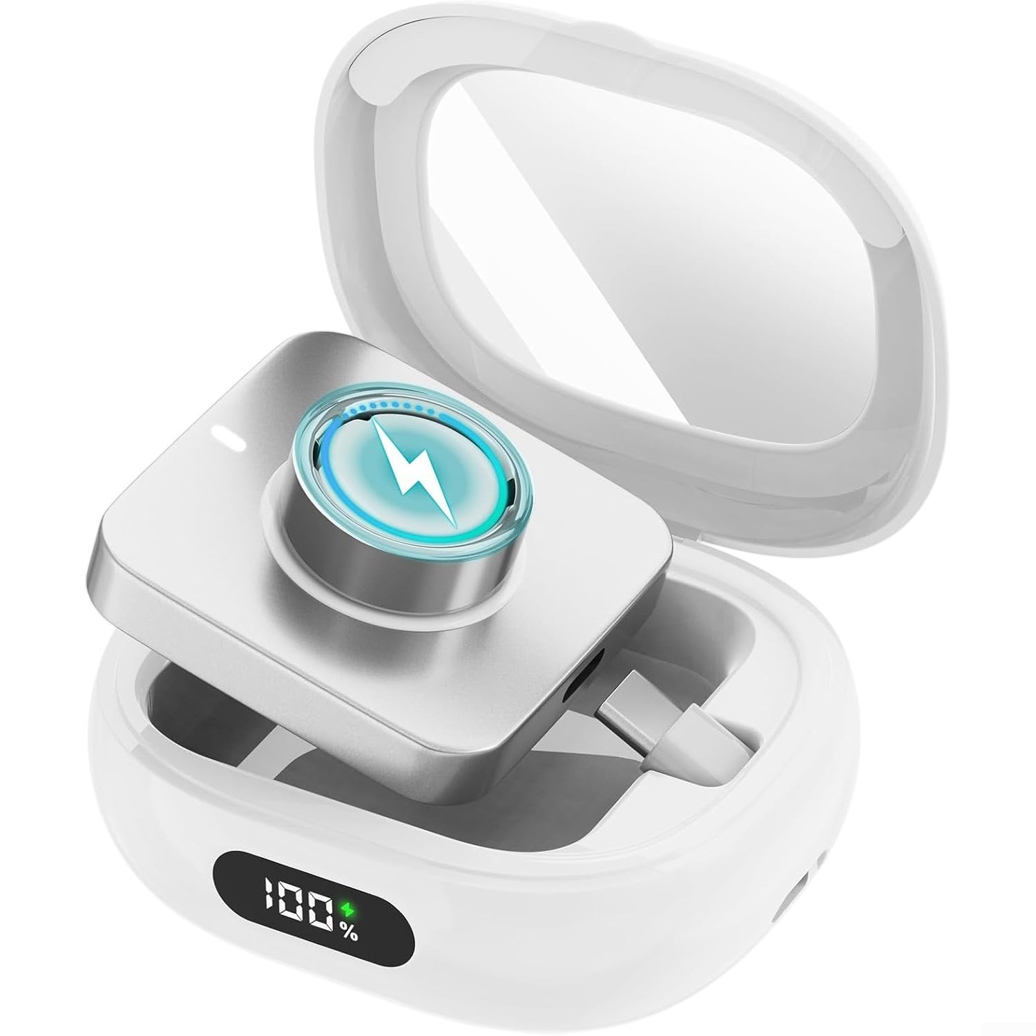 Startbuymore Oura Ring 4 Ladehülle, 2000 mAh Ladehülle, kompatibel mit OURA Ring Gen 4 und mit Echtzeit-Akkuüberwachung und 45-Tage-Standby-Zeit (Silber)