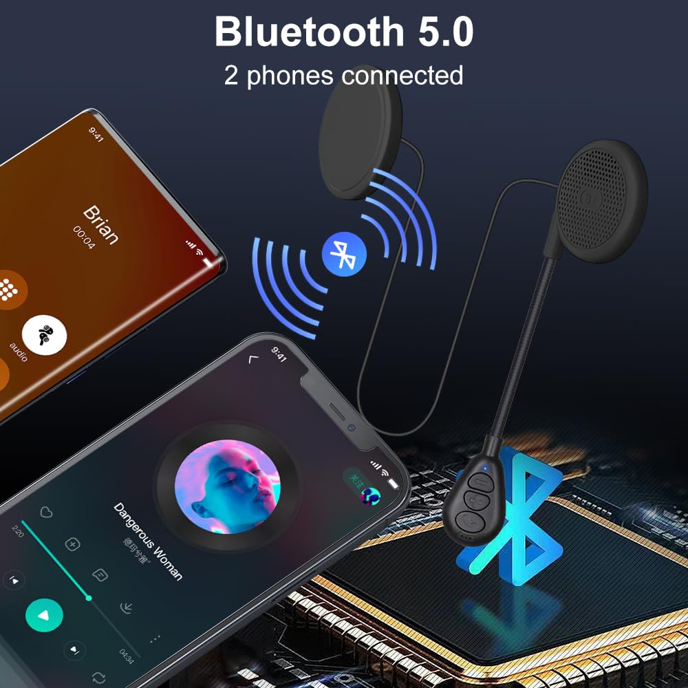 OBEST 0,35 Zoll Bluetooth Helm Headset, Motorrad Headset Bluetooth 5.0, Ultradünne und Komfortable Freisprecheinrichtung, Geeignet für Reiten/Skifahren/Klettern und andere Outdoor-Sportarten