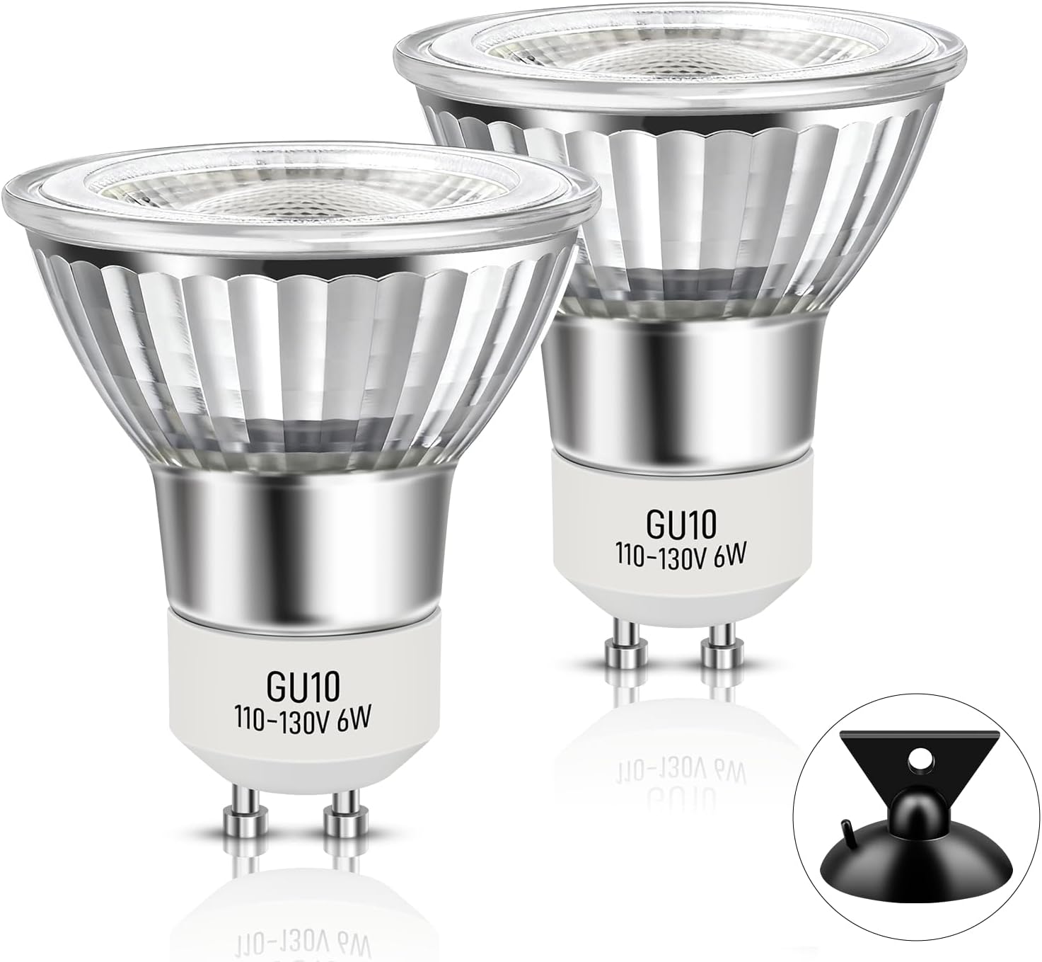 LED GU10 Range Hood Light Bulbs, Dimmable 6W LED Stove Light Bulb, 50W Halogen Bulb Equivalent, 5000K Daylight, MR16 GU10 Light Bulb for Track Lighting, Recessed Lighting, 2 Pack