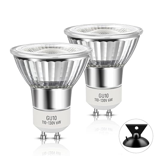 LED GU10 Range Hood Light Bulbs, Dimmable 6W LED Stove Light Bulb, 50W Halogen Bulb Equivalent, 3000K Warm White, MR16 GU10 Light Bulb for Track Lighting, Recessed Lighting, 2 Pack