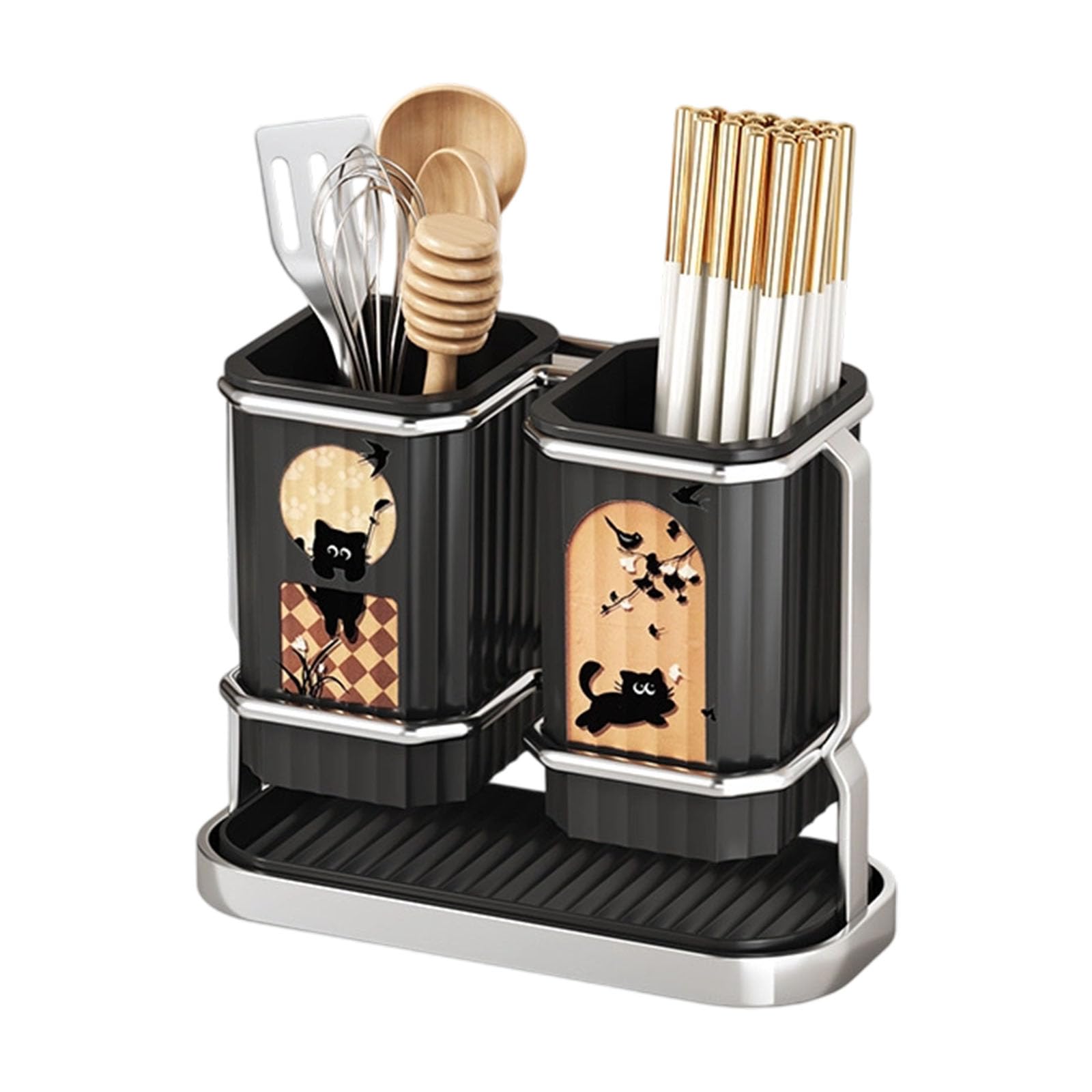 Mekalero Space Efficient Kitchenwares Organizers Multipurpose Design for Cutter Utensils Chopsticks Sturdy ABS Materials Easy Maintenances Easy Cleaning Cutter Block Chopstick Bucket