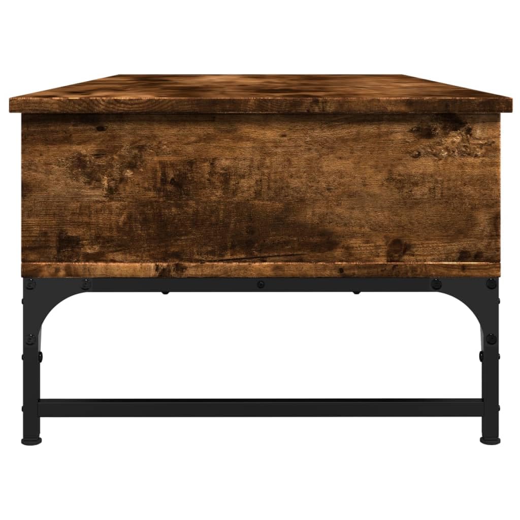 Homgoday Table basse en chêne fumé 100 x 50 x 35 cm en bois d'ingénierie et métal, table d'appoint pour salon, salle de réception d'invités, chambre à coucher et mobilier de bureau