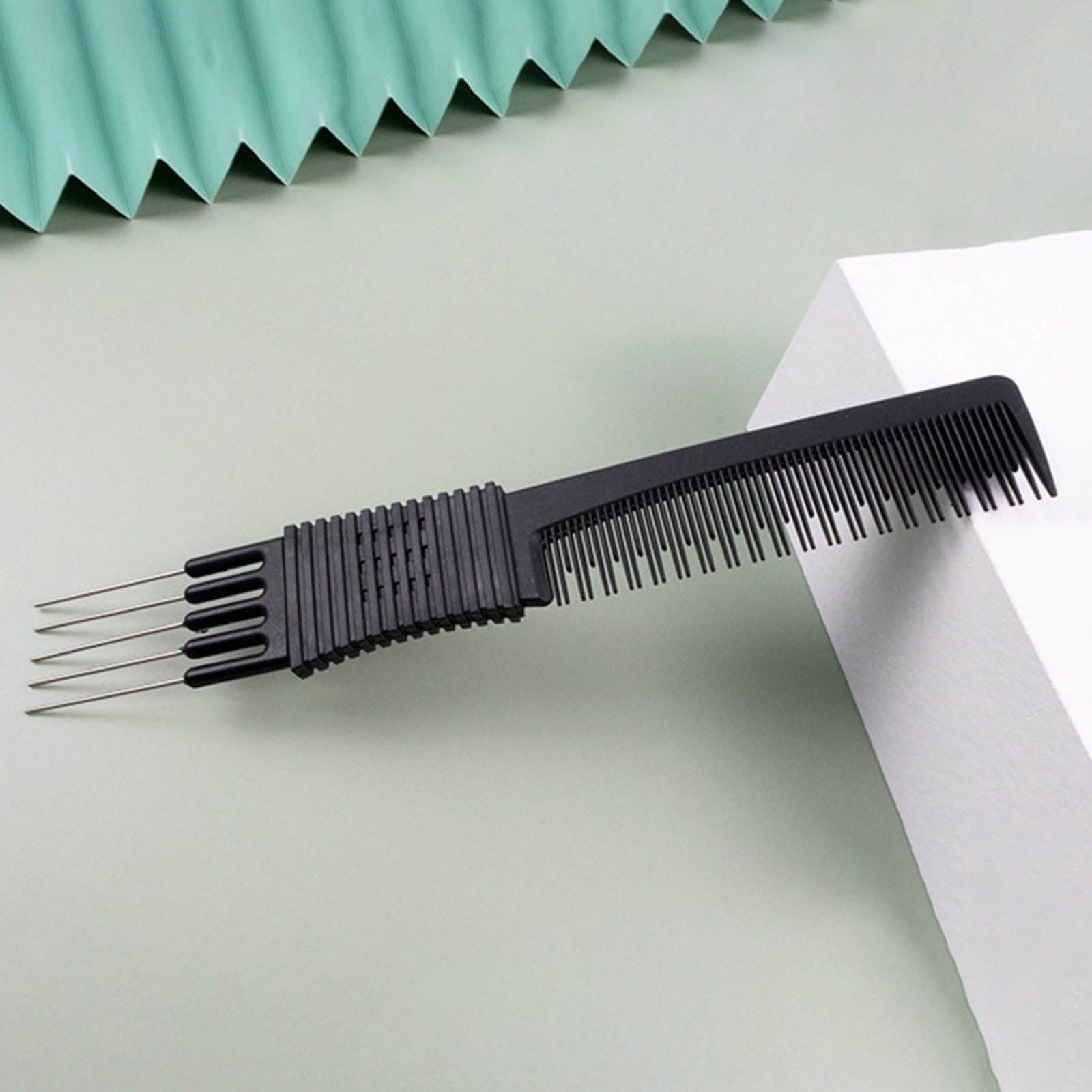 2 Metallkämme Für Feines Haar – Mit Metallzinken & Plektrum, Hitzebeständig, Schwarz & Lila