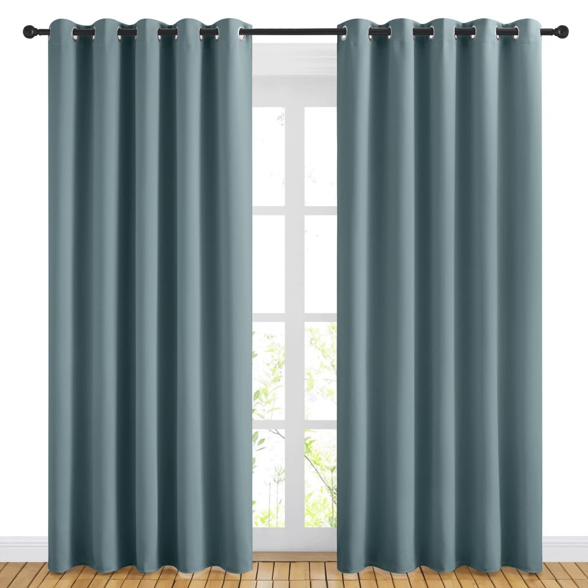 NICETOWN Blackout Greyish Blue Curtains