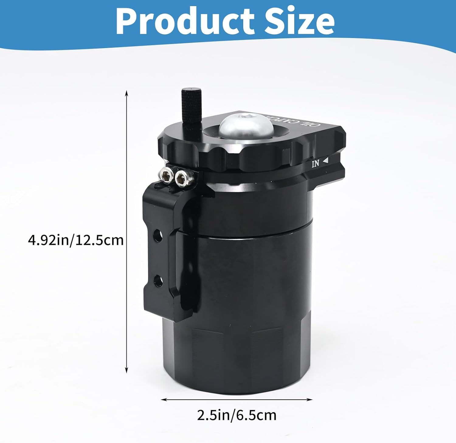 Oil Separator Reservoir Tank Engine Polish Baffled, 400ml Oil Catch Can Kit, Passenger Side with Breather Filter, Replacement for Ford F150 2011-2019 2.7EB 3.5EB 5.0