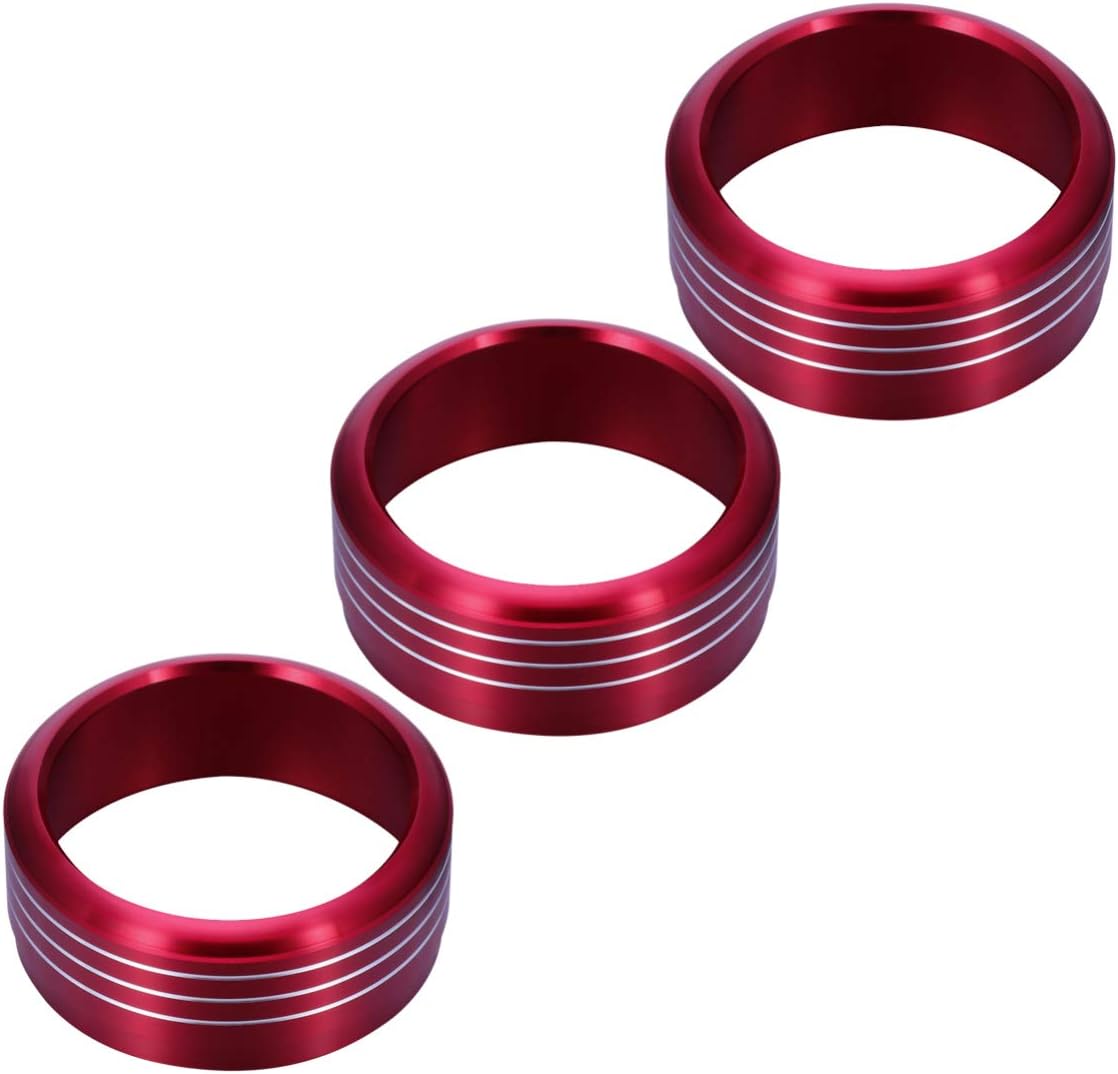 VORCOOL Set of 3 Red Anodised Aluminium AC Climate Control Button Ring Covers for Subaru WRX STI Impreza Forester XV Crosstrek (Red)