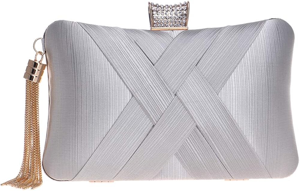 DIRRONA Clutch Tasche Damen - Rote Abendtasche Mit Strass Blumen - Kettentasche Für Festliche Anlässe