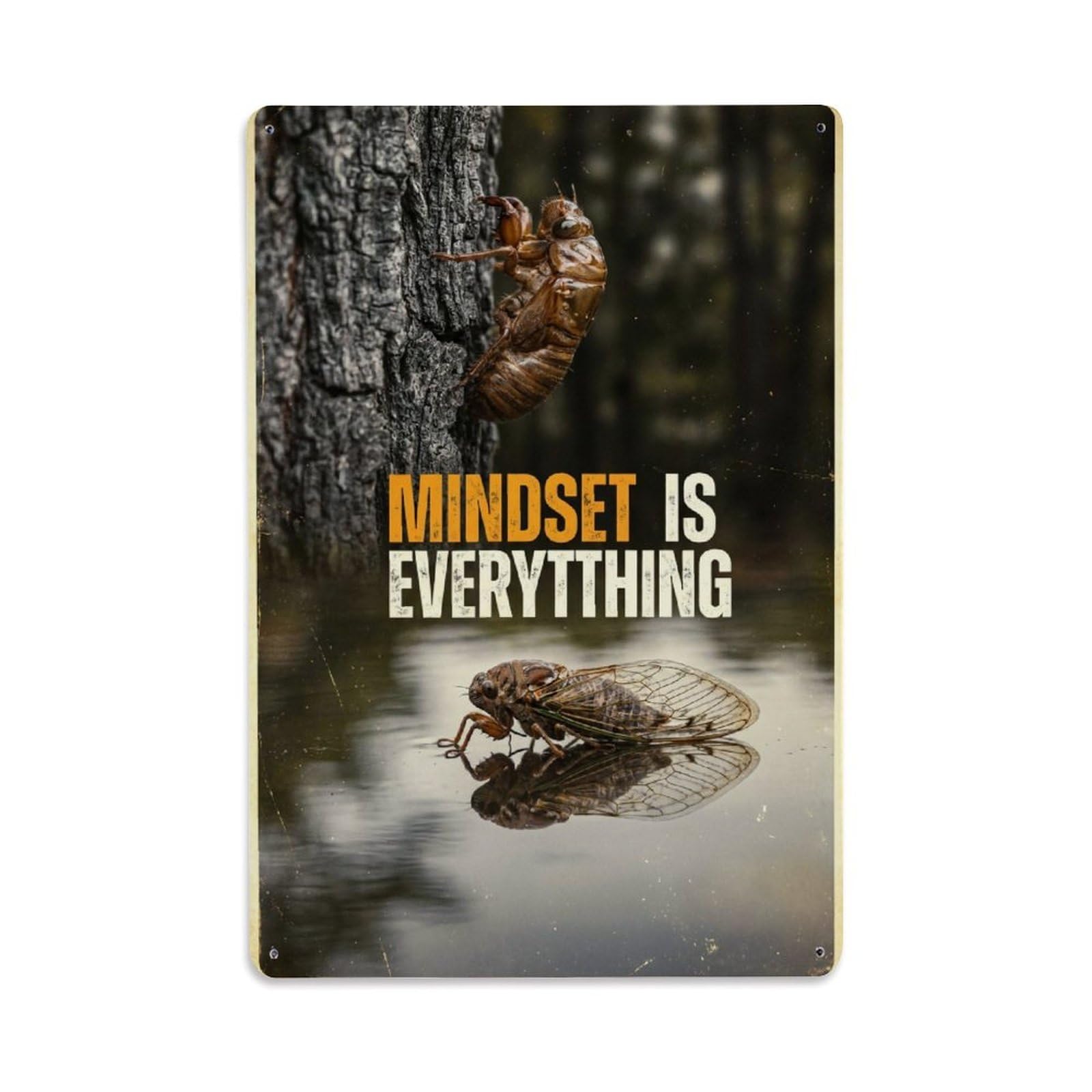 Mindset Is Everything Cicada Animal Motivation Quote Metal Tin Sign