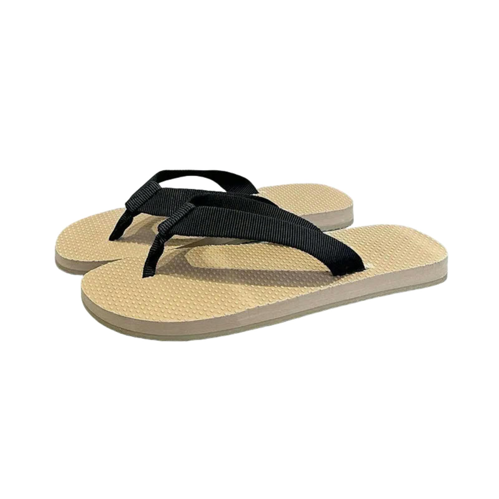 Chanclas Sandalias del Dedo Pie Dividido De Las Mujeres - Zapatillas Planas Cuero Genuino, Diapositivas Verano Casuales Fondo Grueso, Zapatos Playa Vacaciones Al Aire Libre-marrón-35