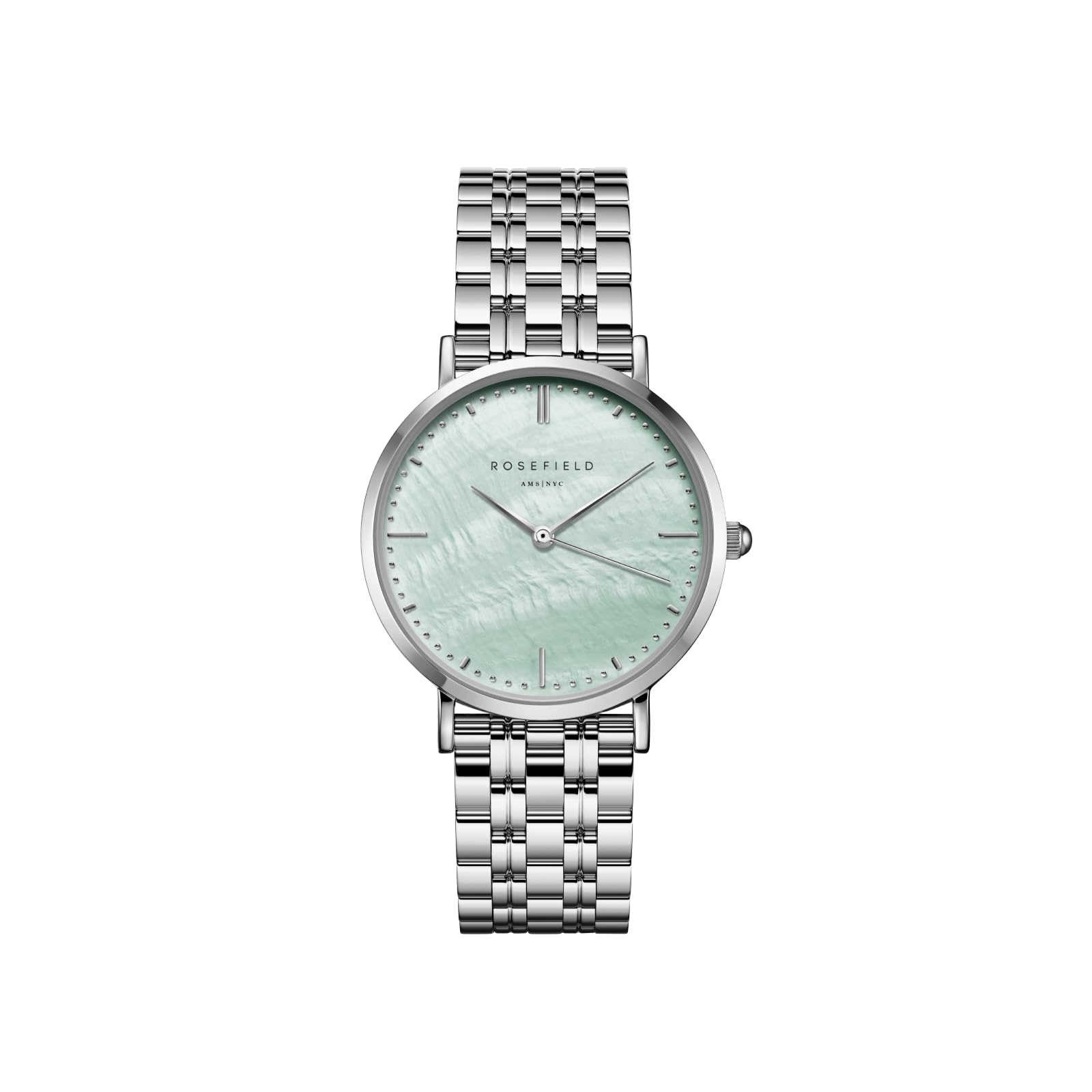 Rosefield Upper East Side z miętową zieloną tarczą i srebrną obudową 33 mm ze stali nierdzewnej UGSSS-U38, srebrny, Nowoczesny