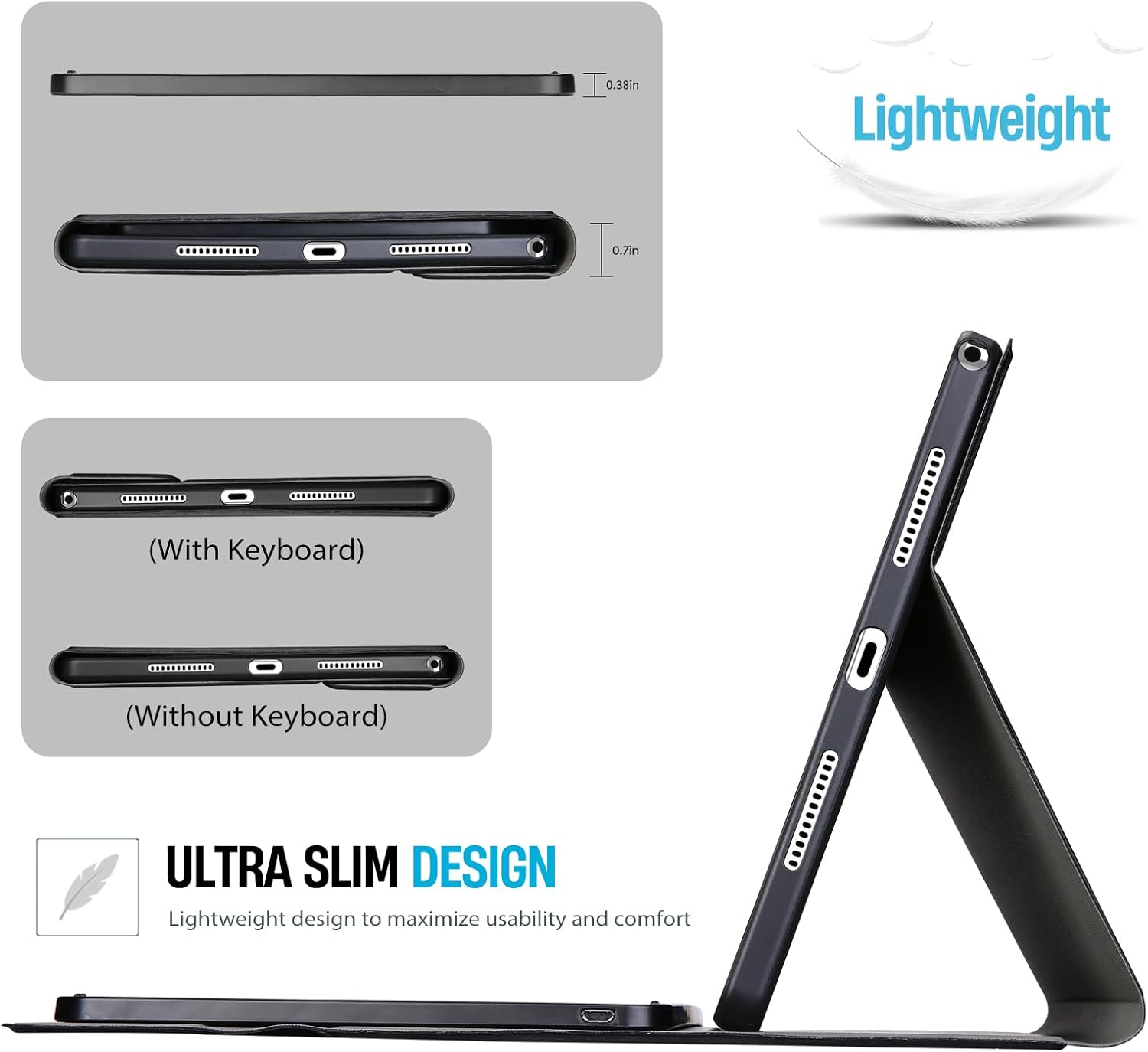 ProCase Case with Keyboard for Lenovo Idea Tab 11" / K11 Gen 2 (2025), PU Leather Case with Magnetically Detachable Wireless Keyboard for 11" Lenovo Idea Tab 2025 (TB-336ZU/336FU) Release -Black