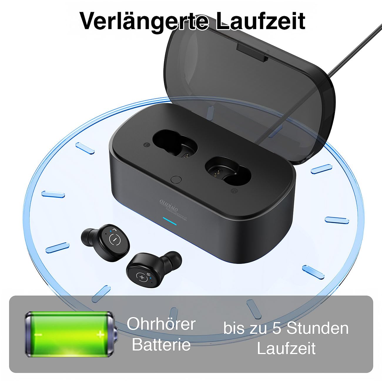 auvisio in Ear Ohrhörer: TV-Funk-Ohrhörer mit Transmitter-Ladebox, 2,4GHz, TOSLINK, AUX, Bypass (in-Ear-Funk-Kopfhörer, TV Hörsystem)