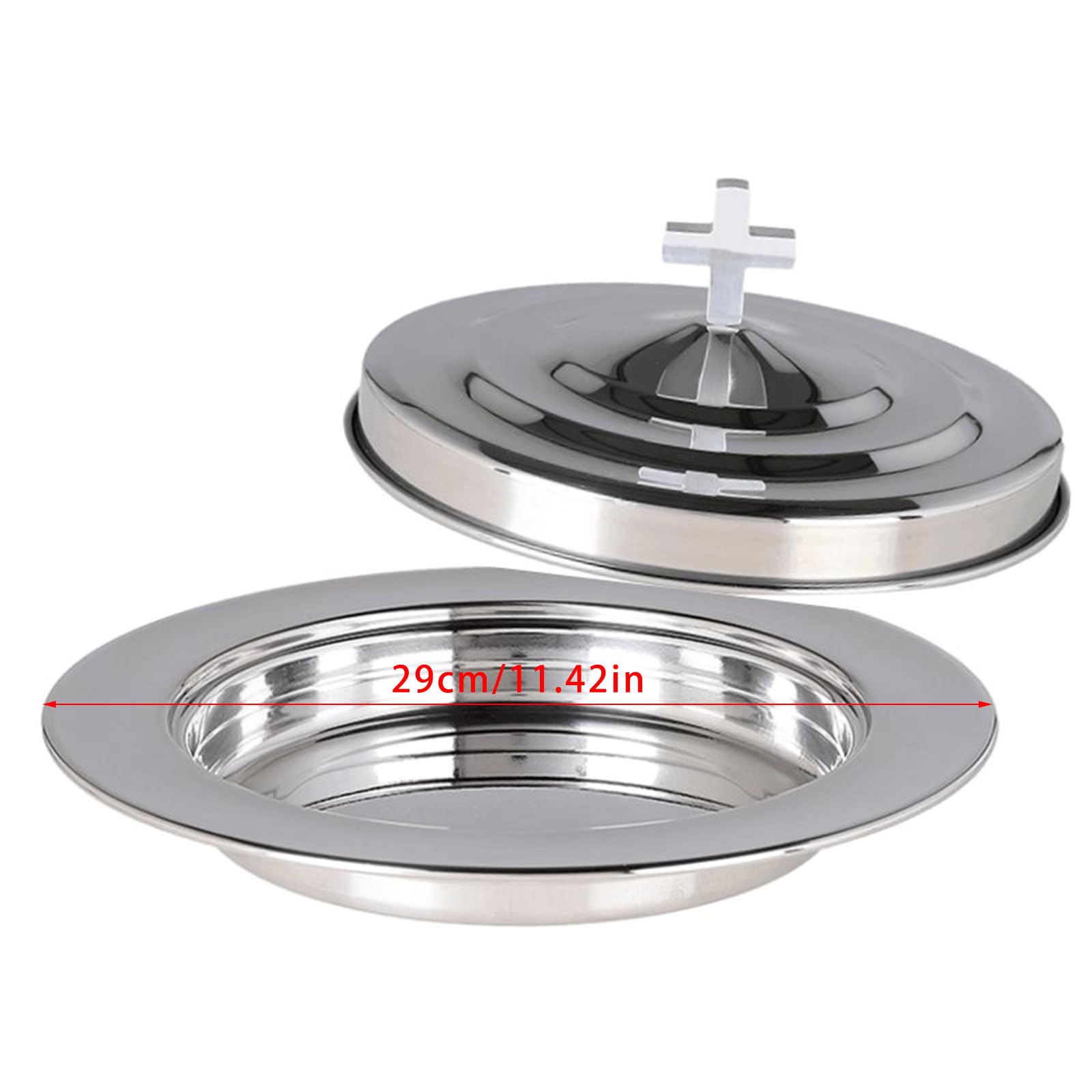Assiette à pain empilable en acier inoxydable avec couvercle pour événement et rassemblements religieux, design peu encombrant, assiette de cérémonie empilable en acier inoxydable