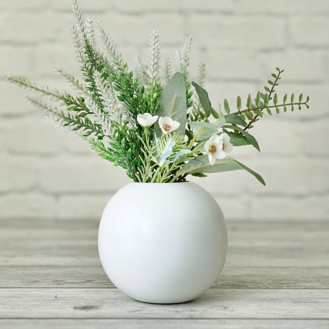 Behoma Metal Ball Flower Vase for Home Decor | Table Decorative Item for Bedroom Living Room Office Wedding | Best Gift for Birthday Anniversary Festival | White, Small (B0CG9JV9DB) Amazon Price History, Amazon Price Tracker