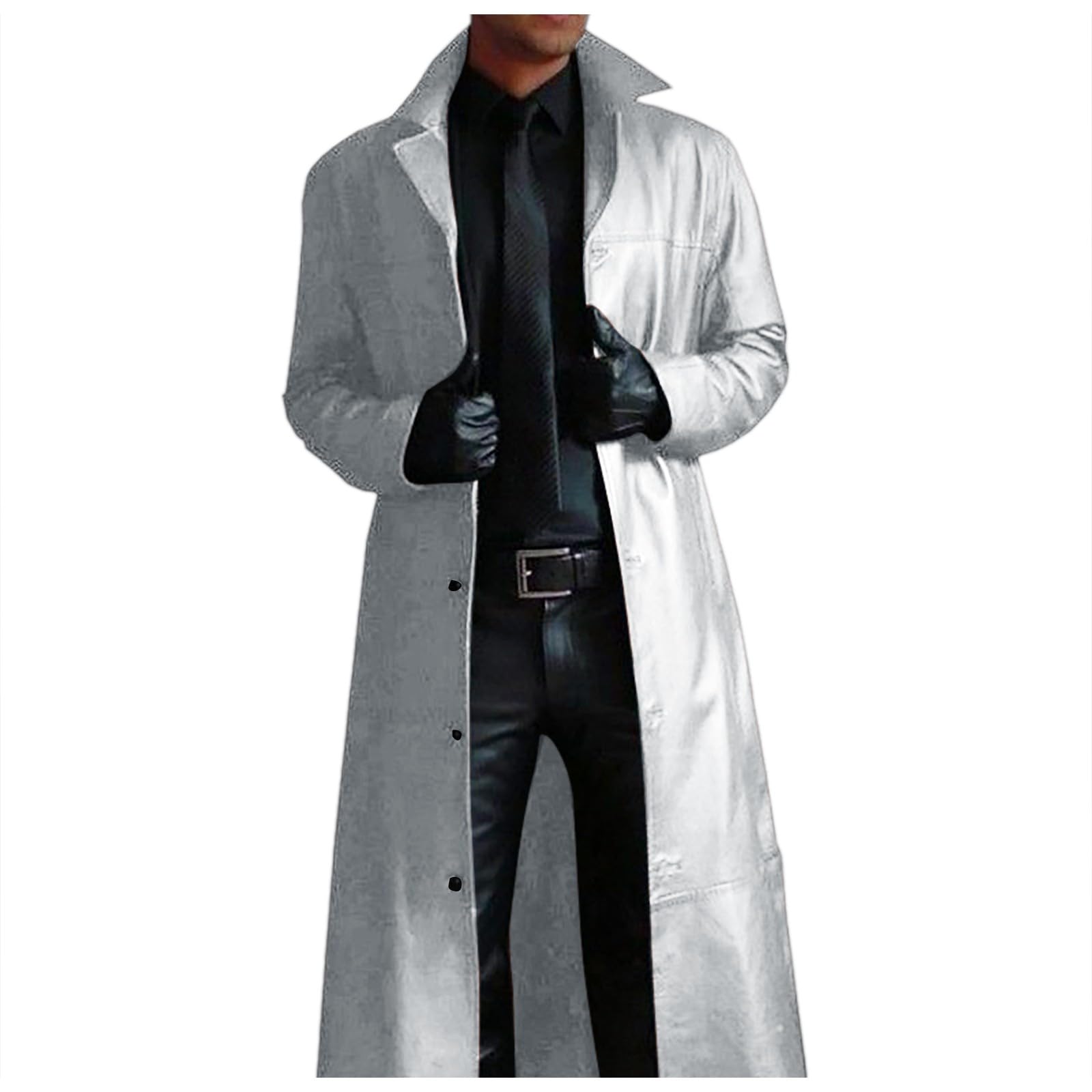 Retro Männer Kunstleder Mantel Lang Schwarz Mittelalter Zweireiher Mantel Steampunk Gothic Jacke Trenchcoat Distressed Herrenmantel Große Größe Vintage Viktorianischen Cosplay Kostüm