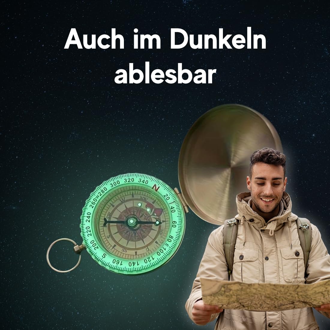 polar-effekt Gold Metall Kompass mit Gravur - Geschenke für Männer - ideal zum Geburtstag und Jubiläum - Outdoor Taschenkompass zum Wandern