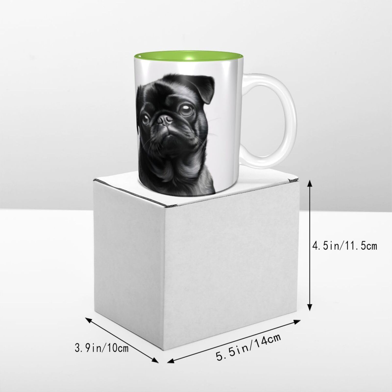 KHDKLXOHZ Cute Black Pug Dog 11oz Two-Tone Ceramic Coffee Mug with Handle, Classic Ceramic Inner Color Mugs - Image 6
