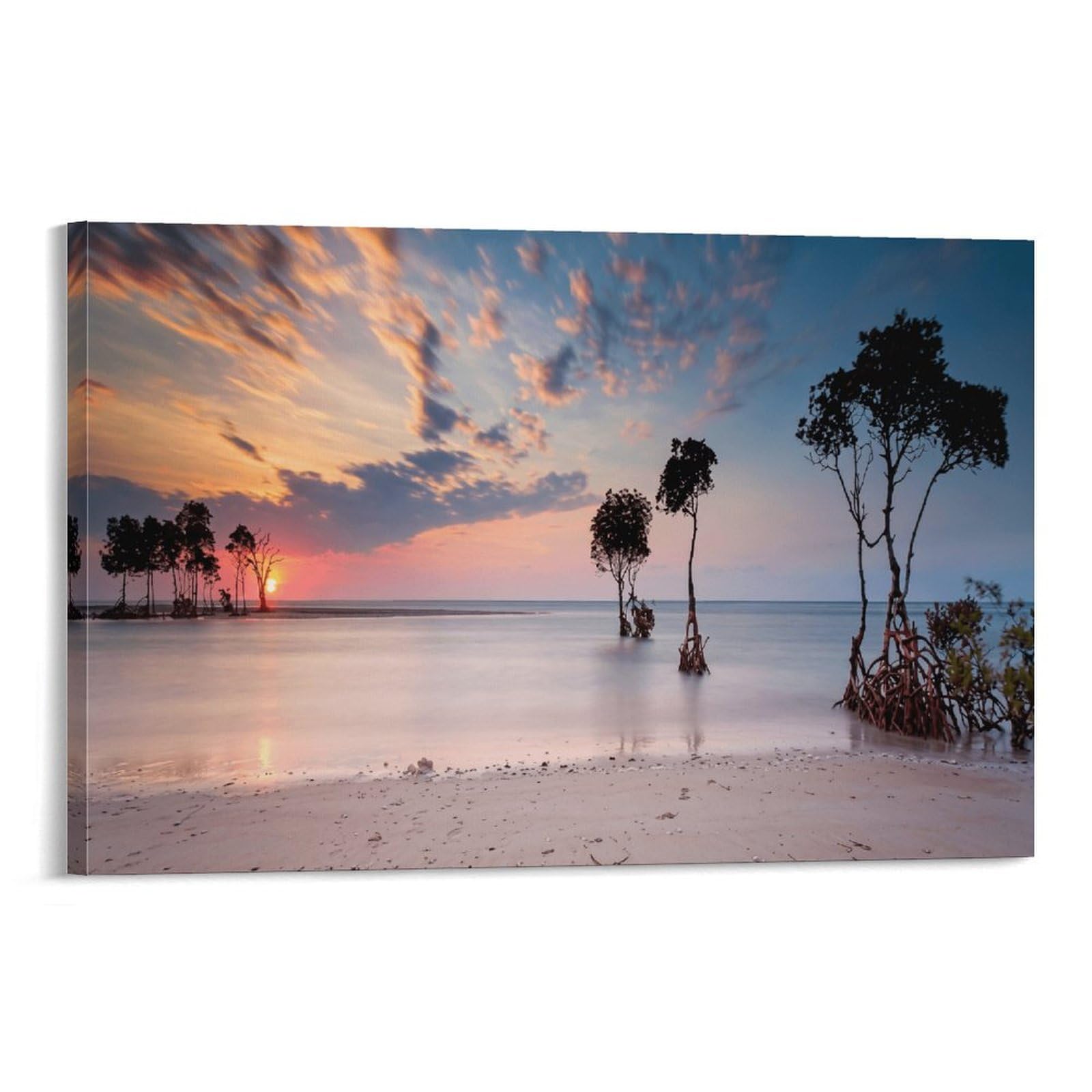 XPASHIQWC Sunset Sea Wall Decor Poster Mangrove Forest Giclee Canvas Prints Modern Wall Art Picture Wall Hanging for Living Room Home Decorations 20x30inch(50x75cm)